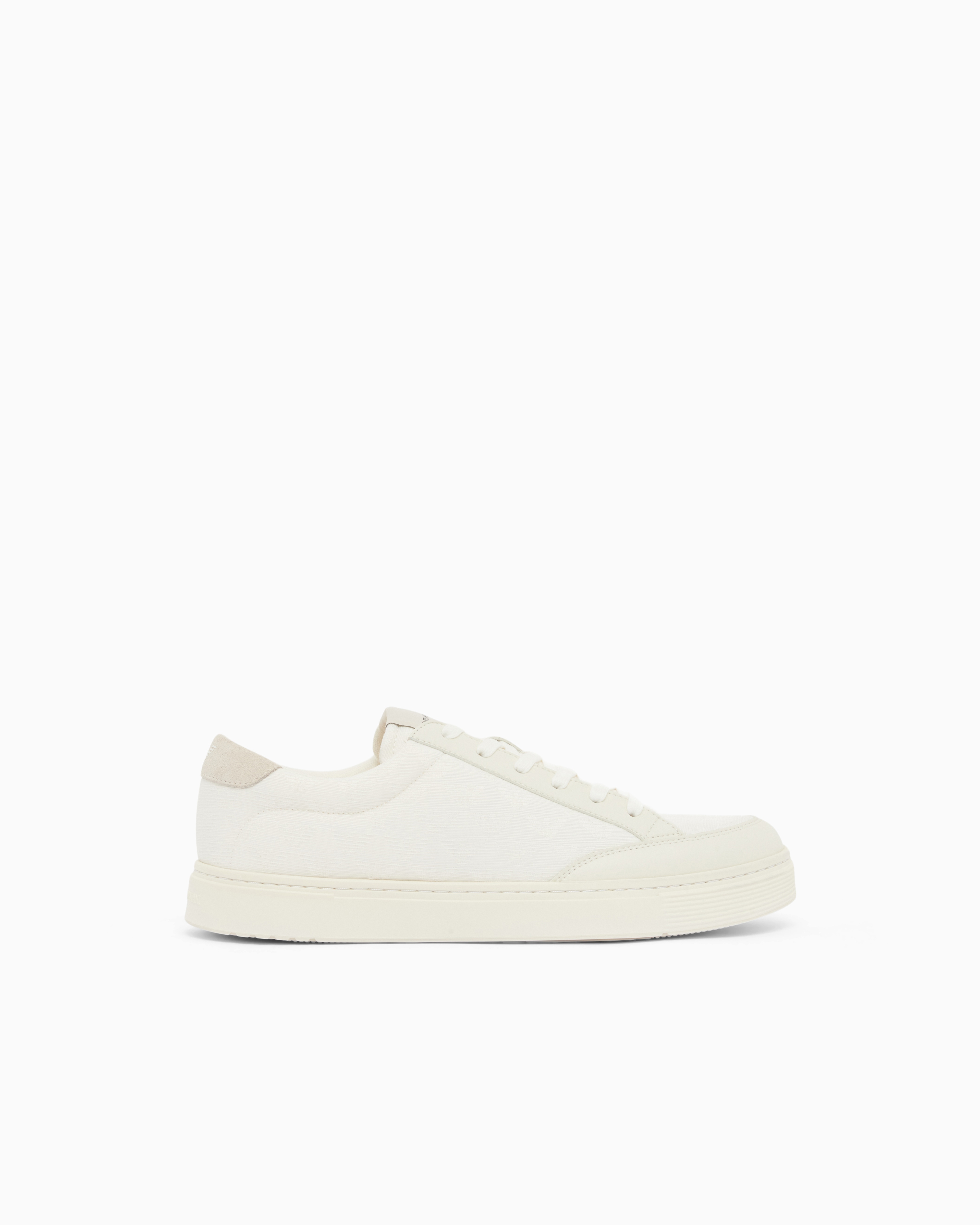 Emporio Armani White Jacquard Sneakers With An All-Over Eagle