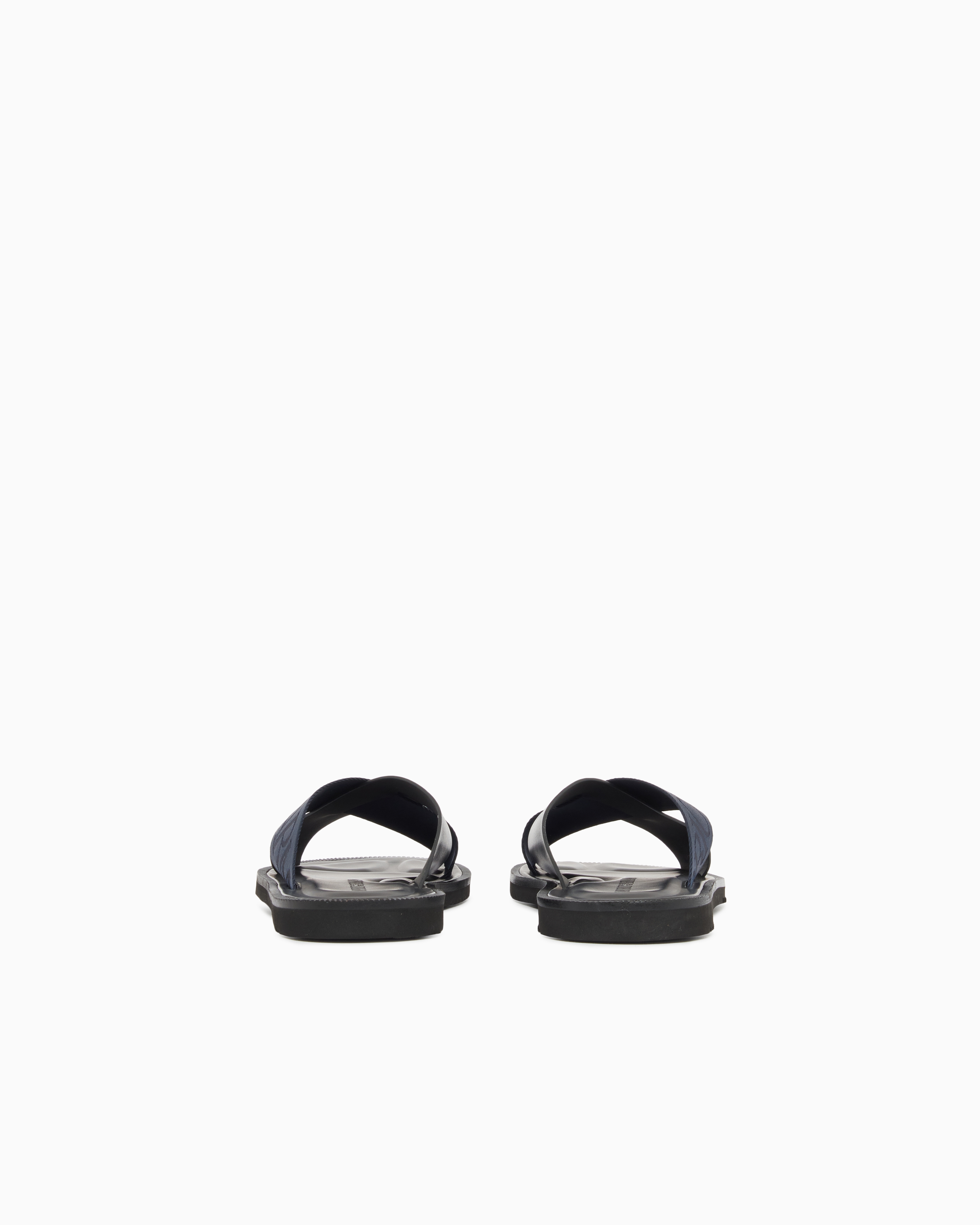 クロスサンダル レザー製 ロゴテープ | Emporio Armani
