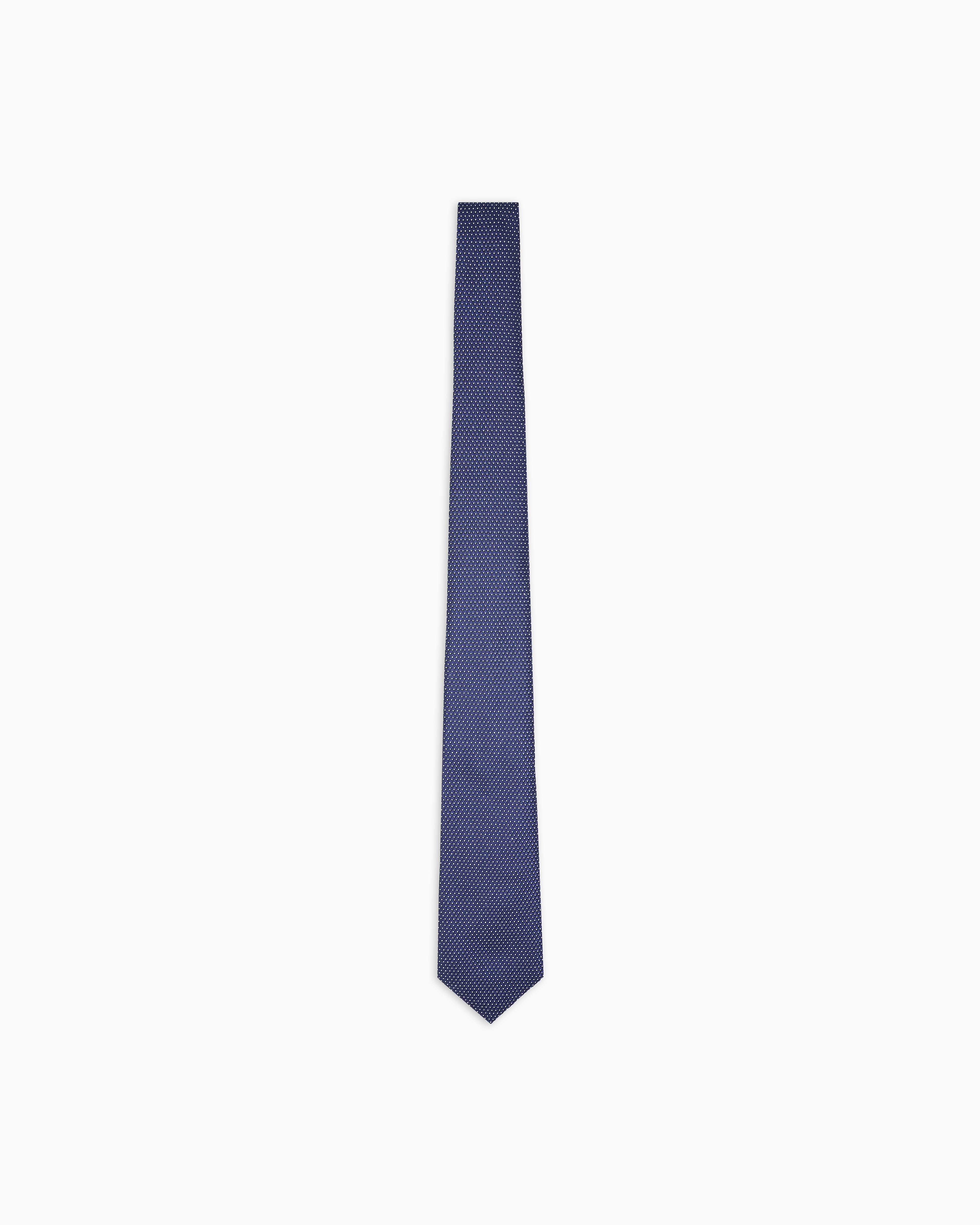 Emporio Armani - Silk blend tie with jacquard op-art micro-pattern, Man, Navy Blue, Size: TU