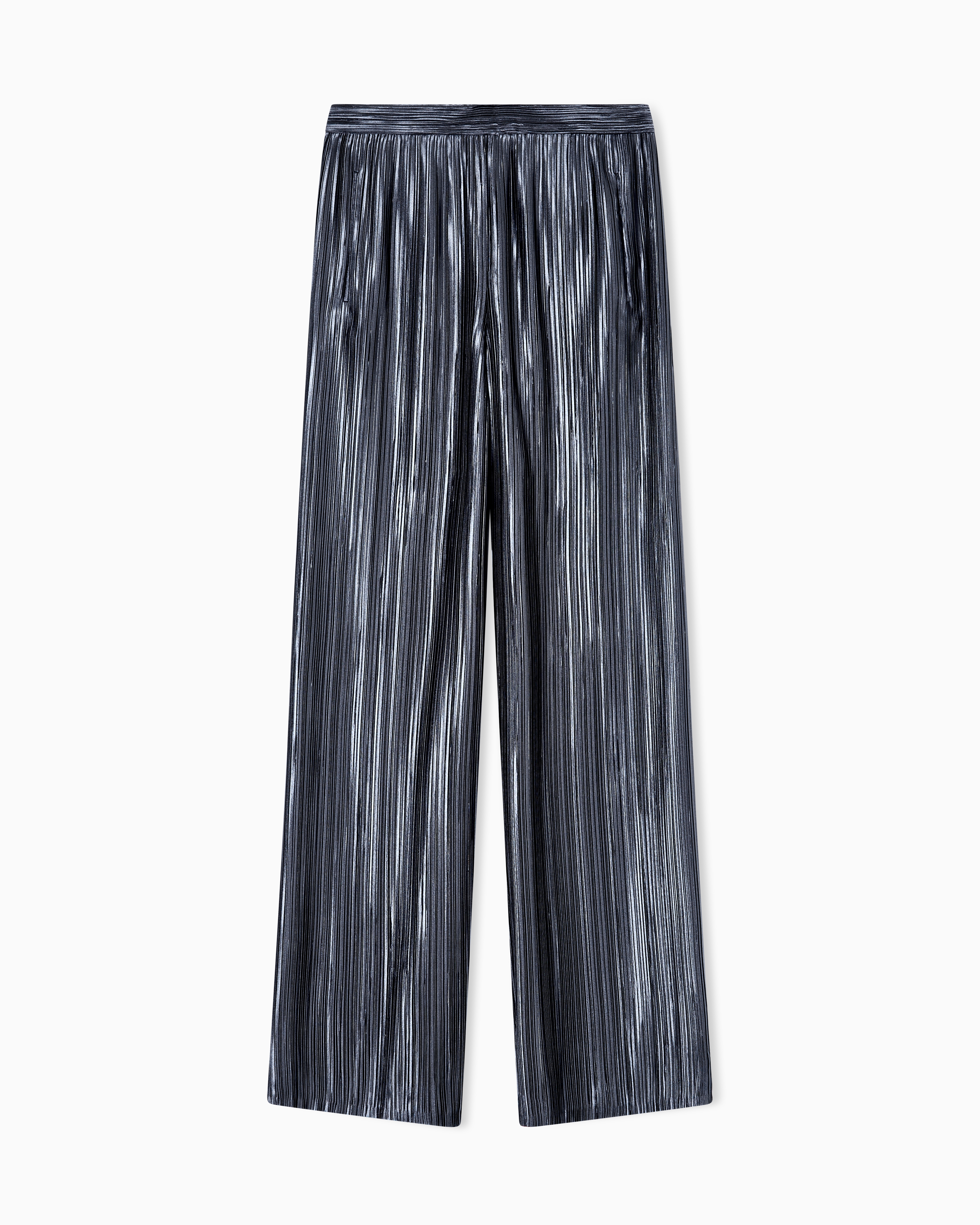 Giorgio Armani Grey Wide Trousers In Pleated Satin