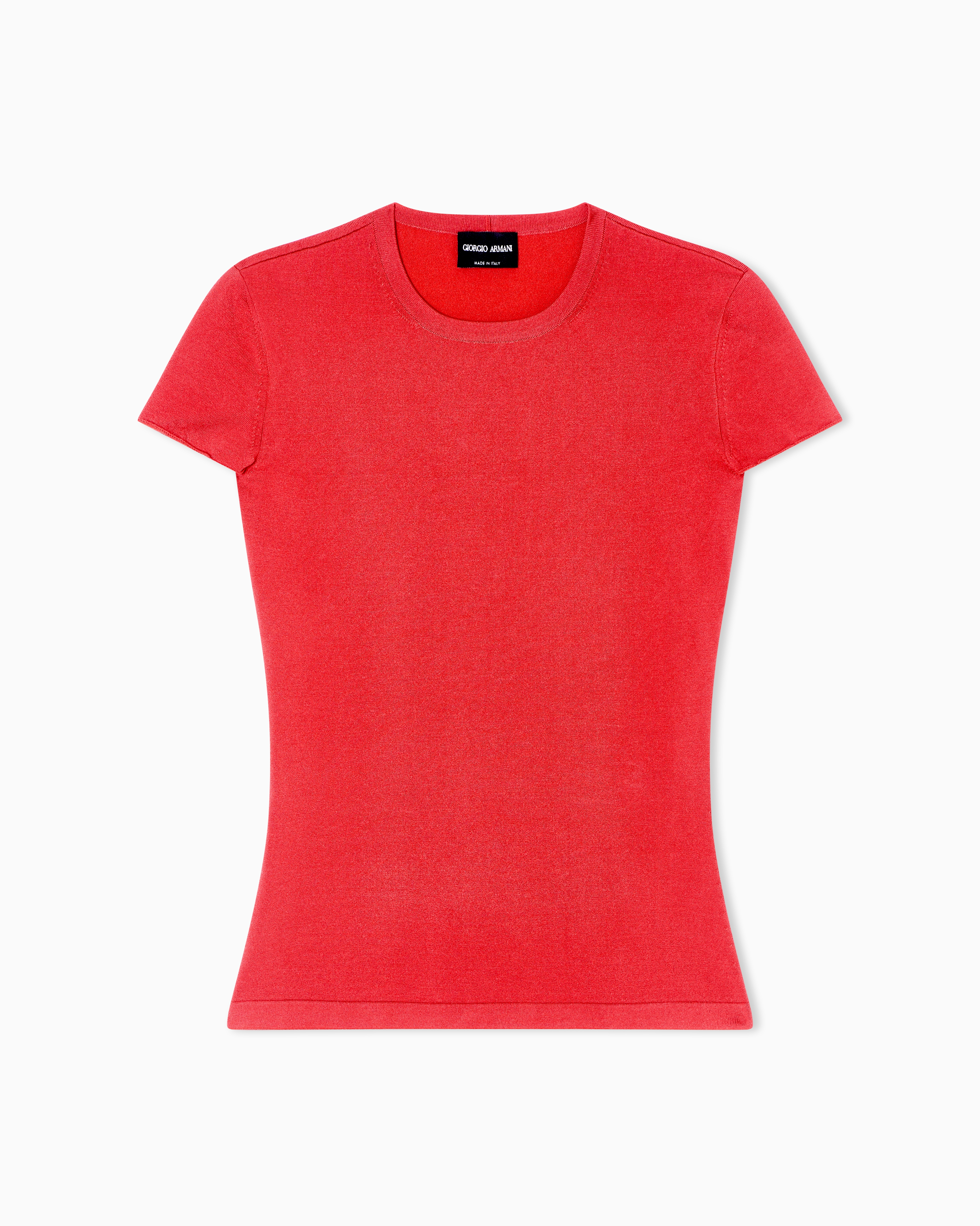 Giorgio Armani Red Viscose Crew-Neck Jumper