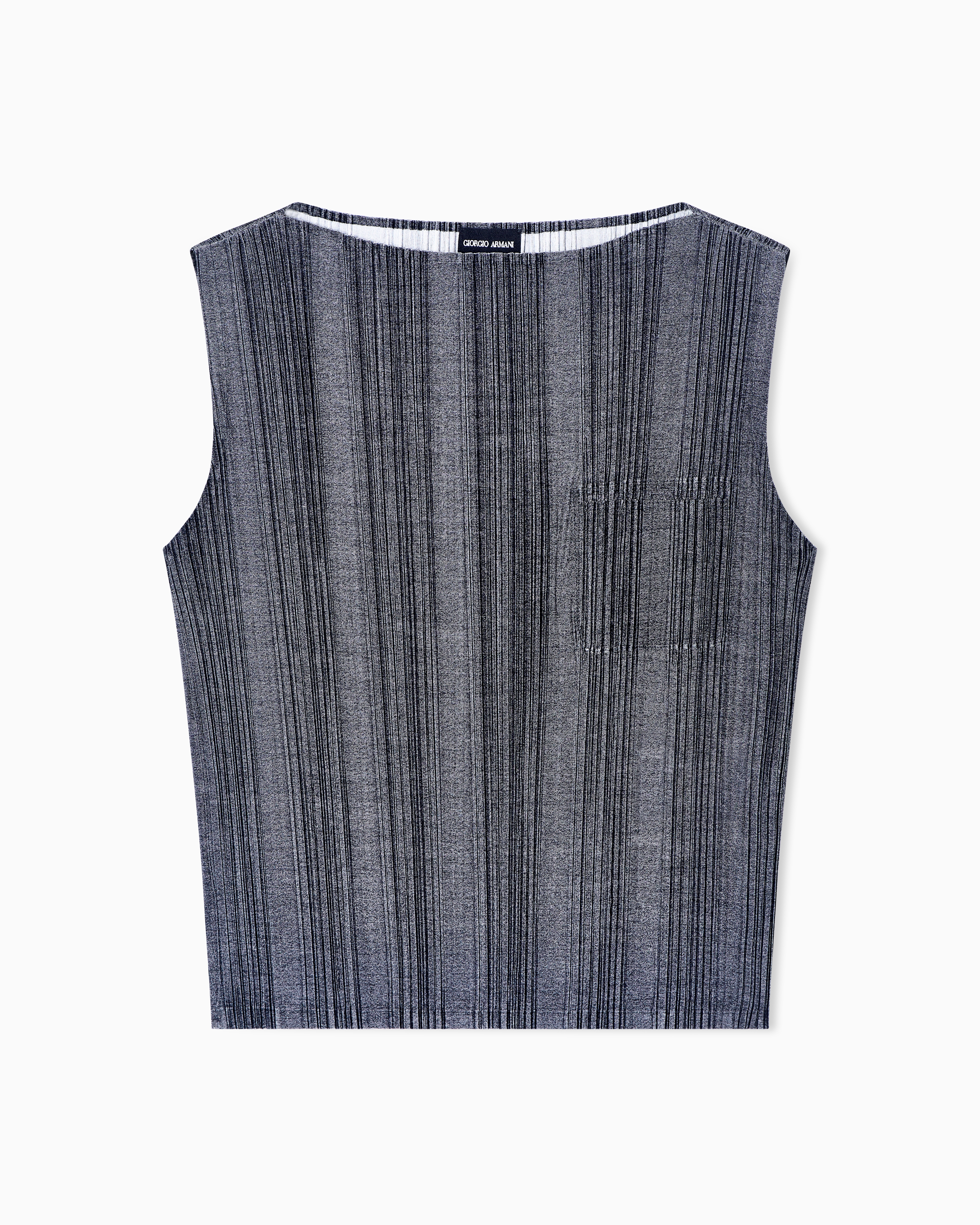 Giorgio Armani Asv Two-tone Pleated Jersey Top In Gray