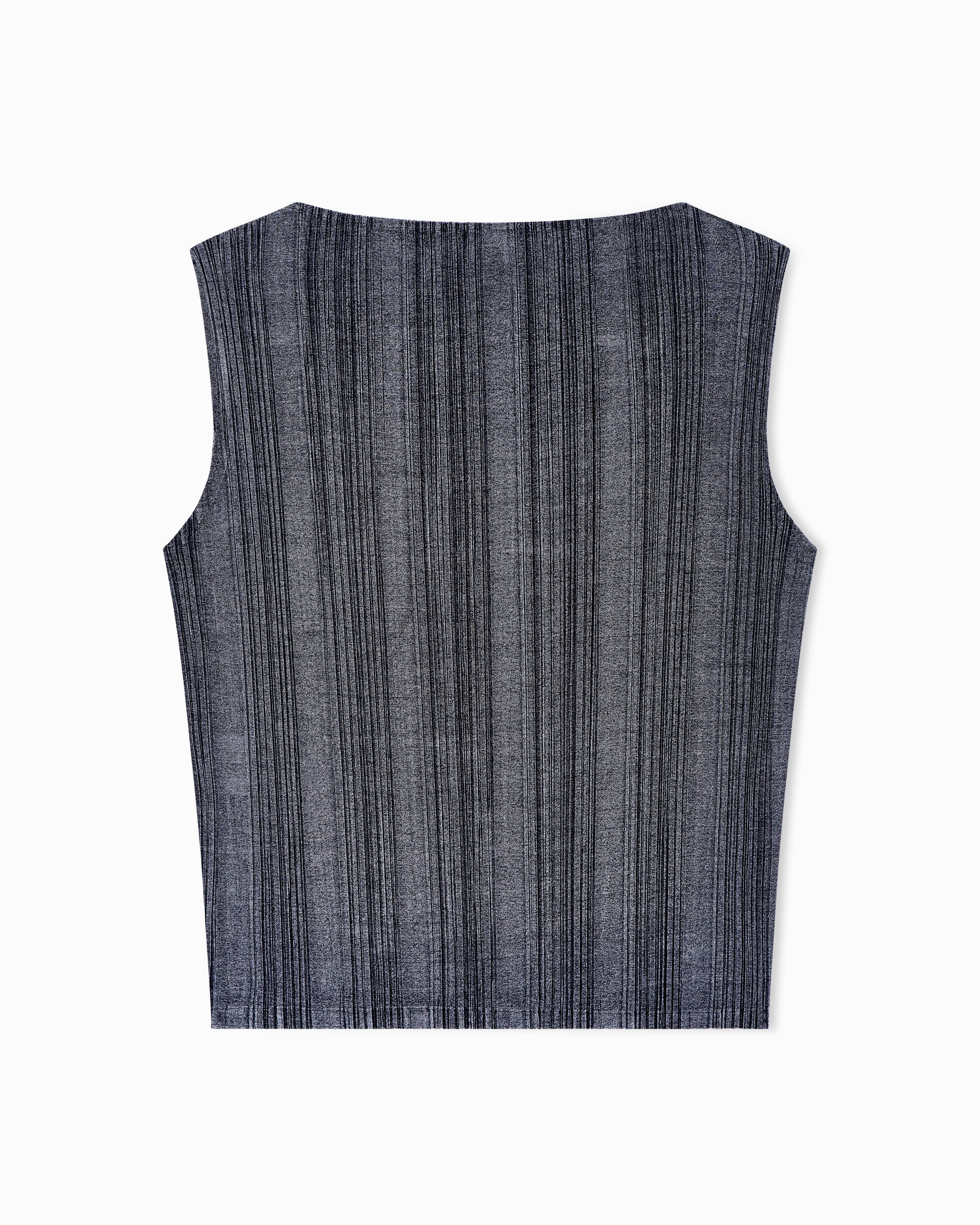 Giorgio Armani Asv Two-tone Pleated Jersey Top In Gray