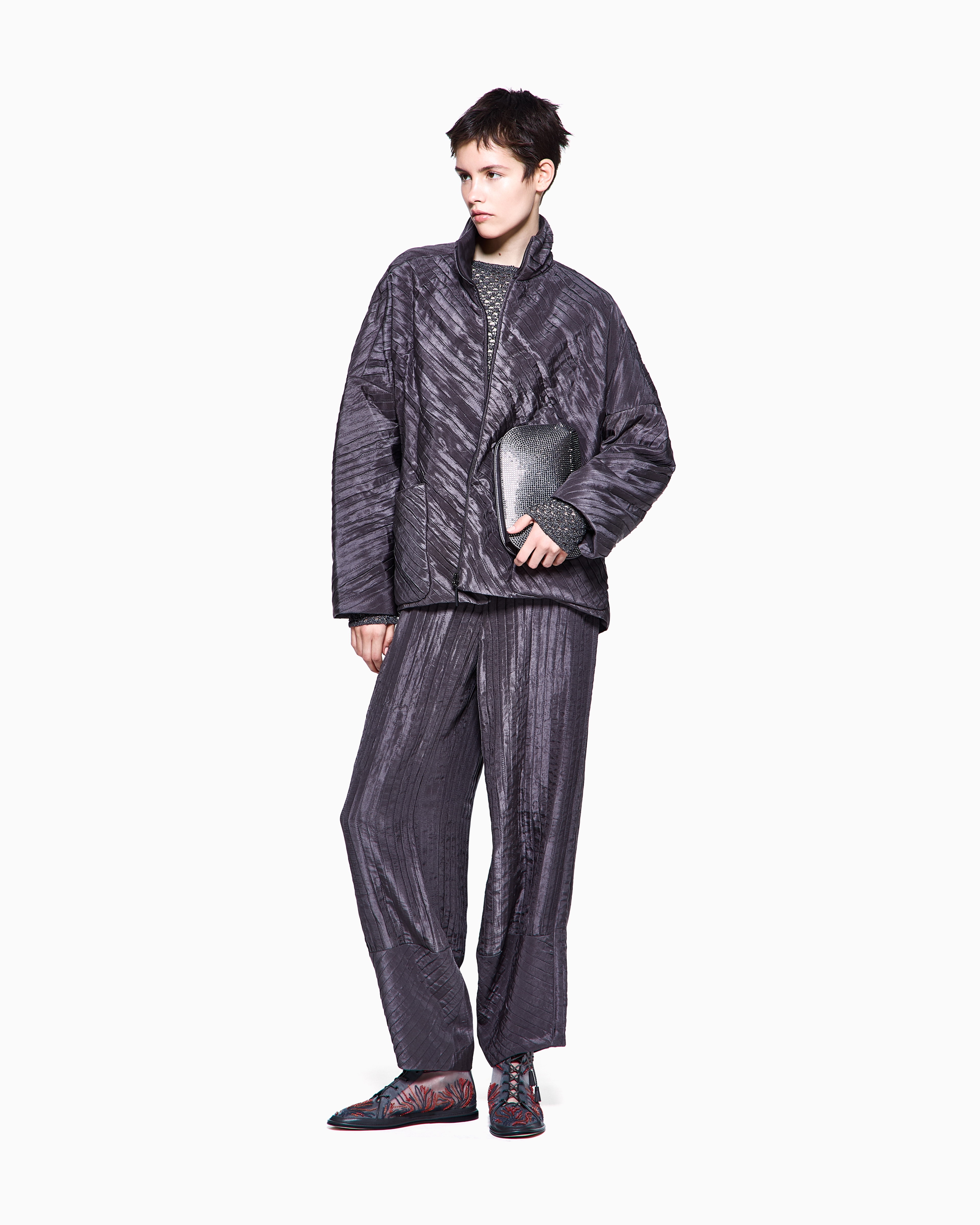 Giorgio Armani Knitted Tops In Gray