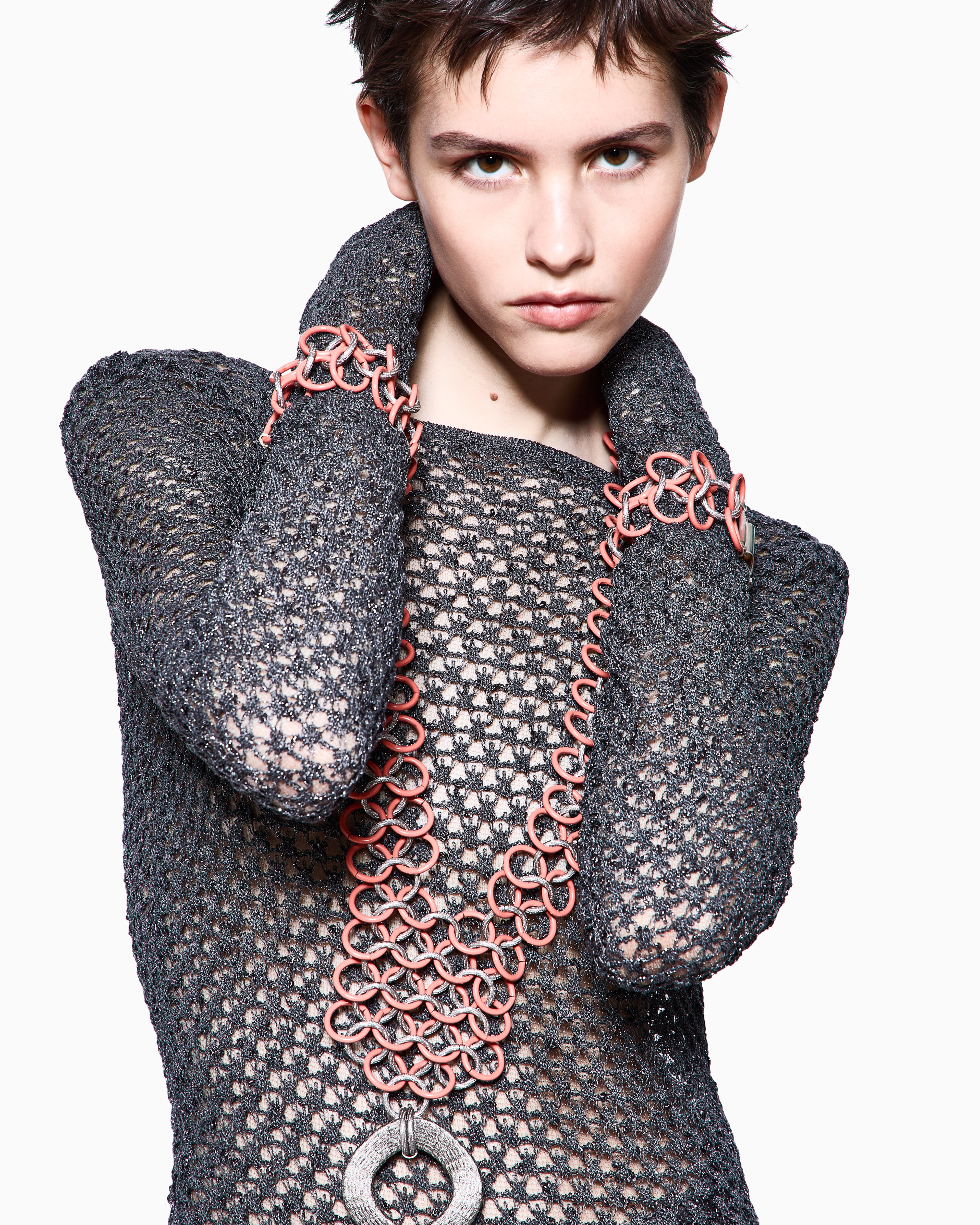 Giorgio Armani Knitted Tops In Gray
