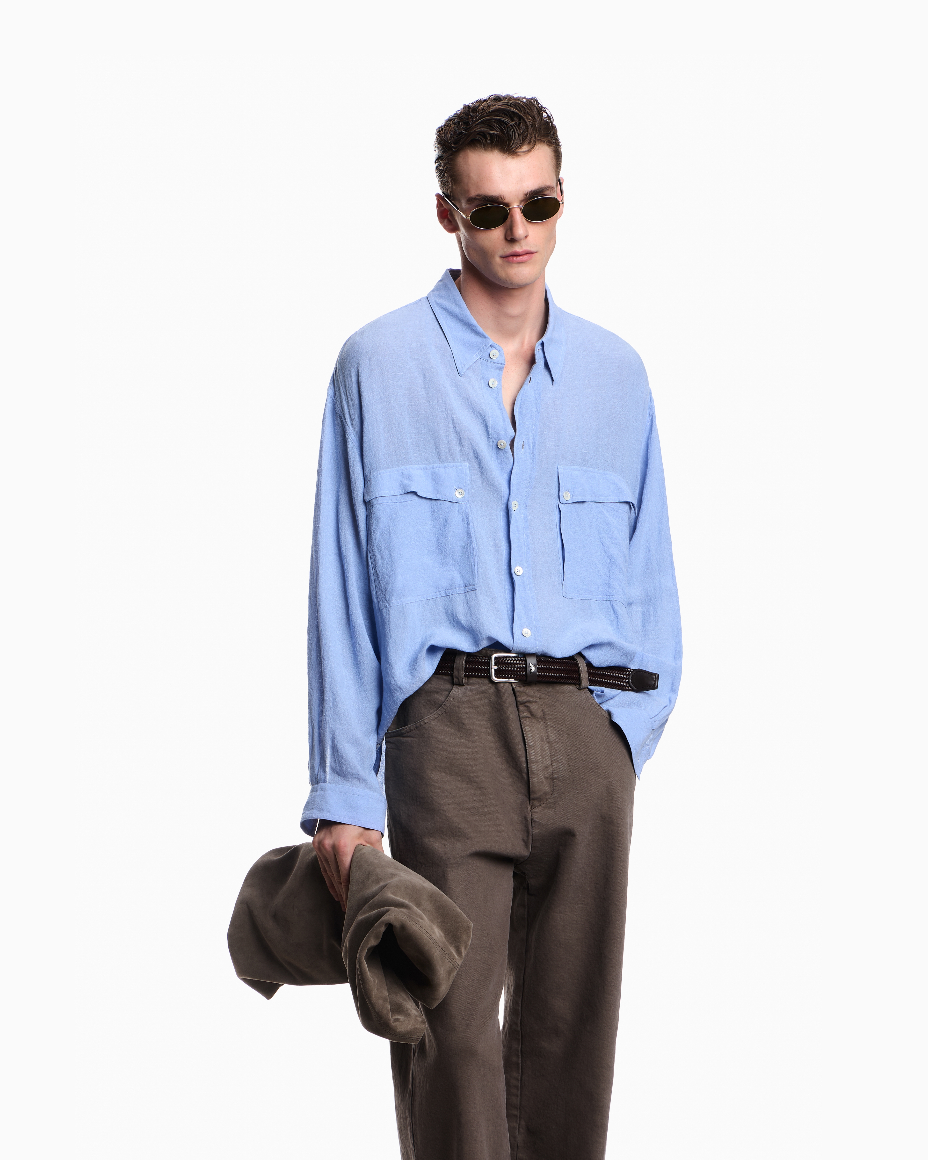 シャツ リネン混紡 デニム風 | Emporio Armani