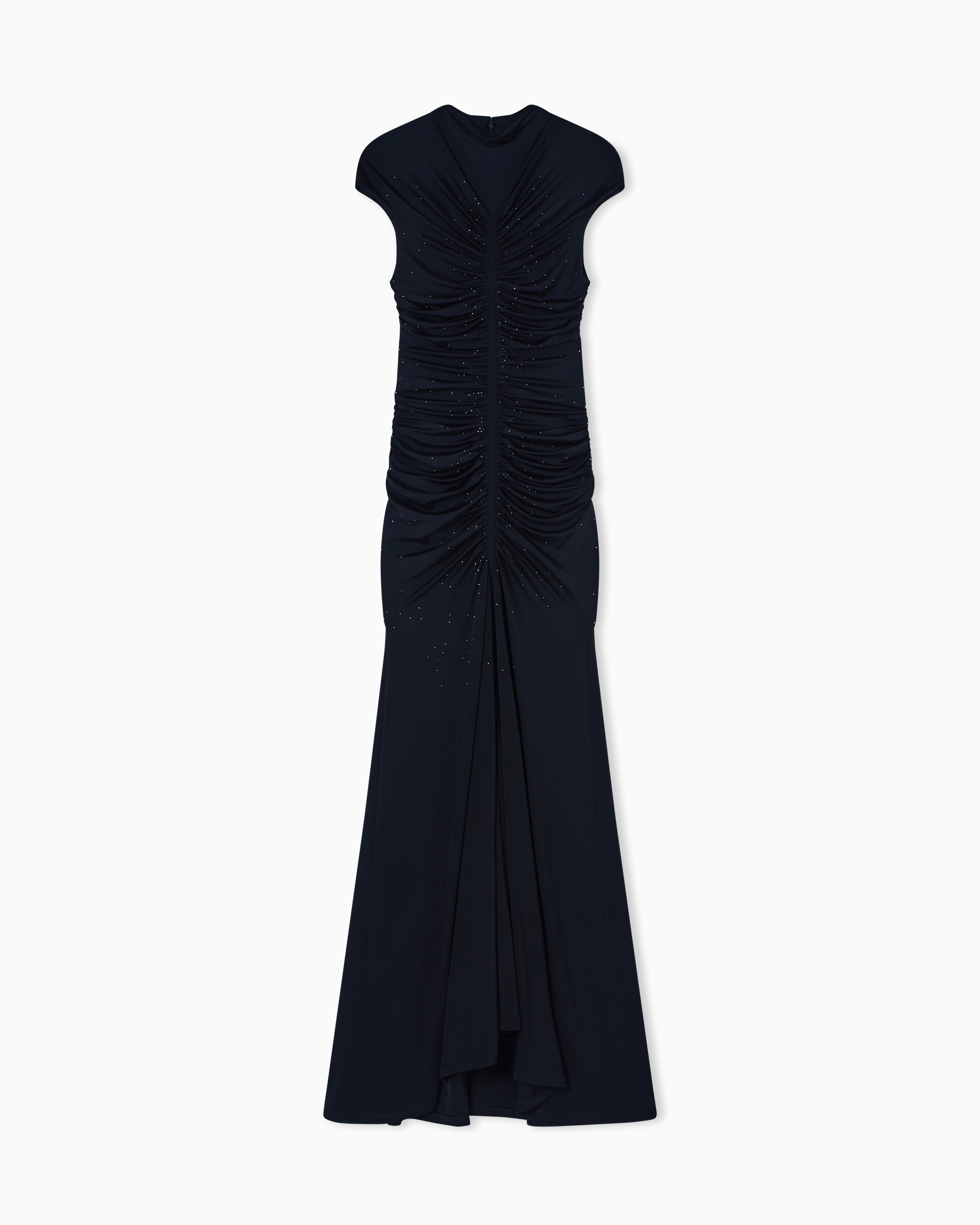 Giorgio Armani Black Long Dress In Viscose Jersey With Rhinestones