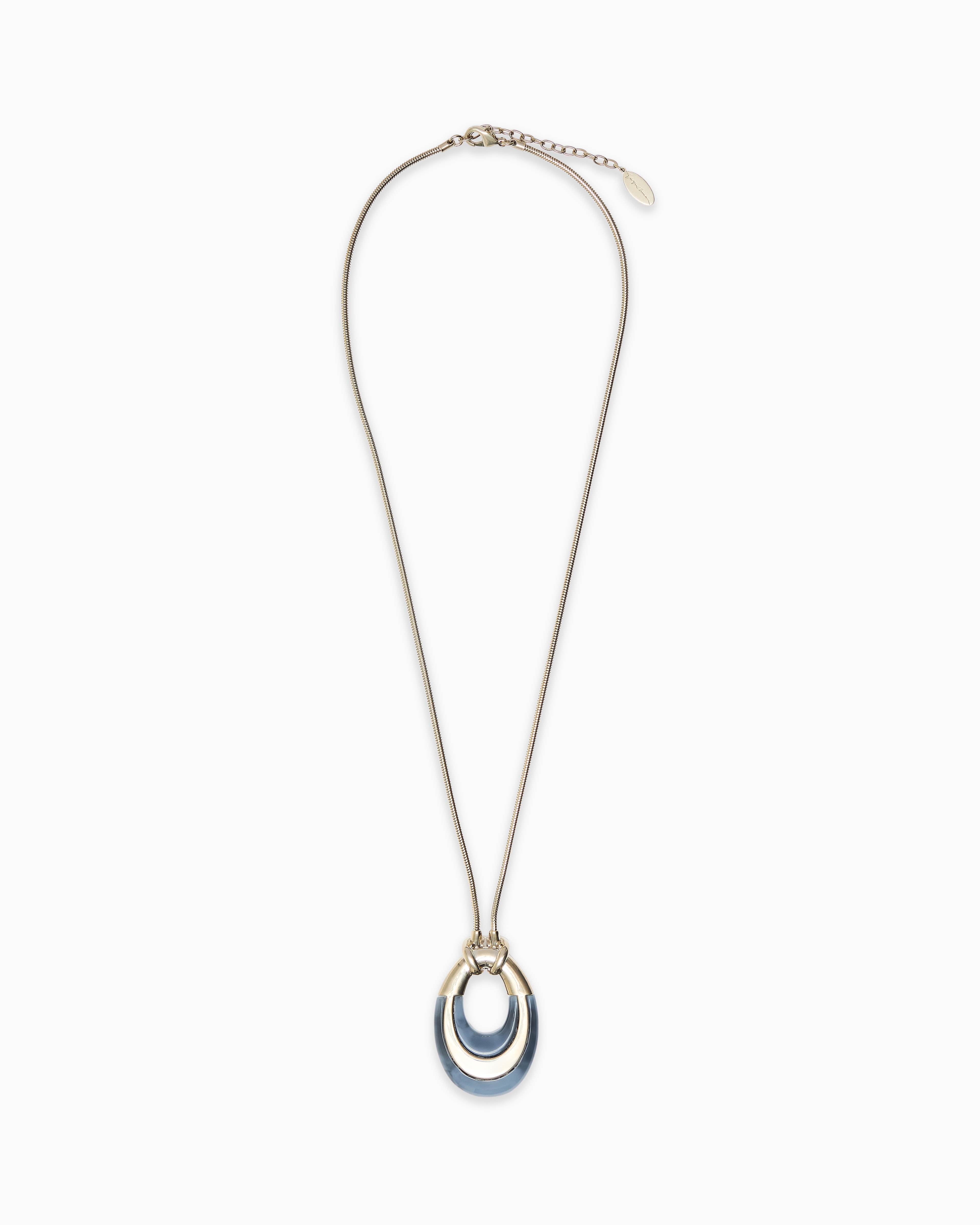 Giorgio Armani Grey Long Brass And Resin Necklace