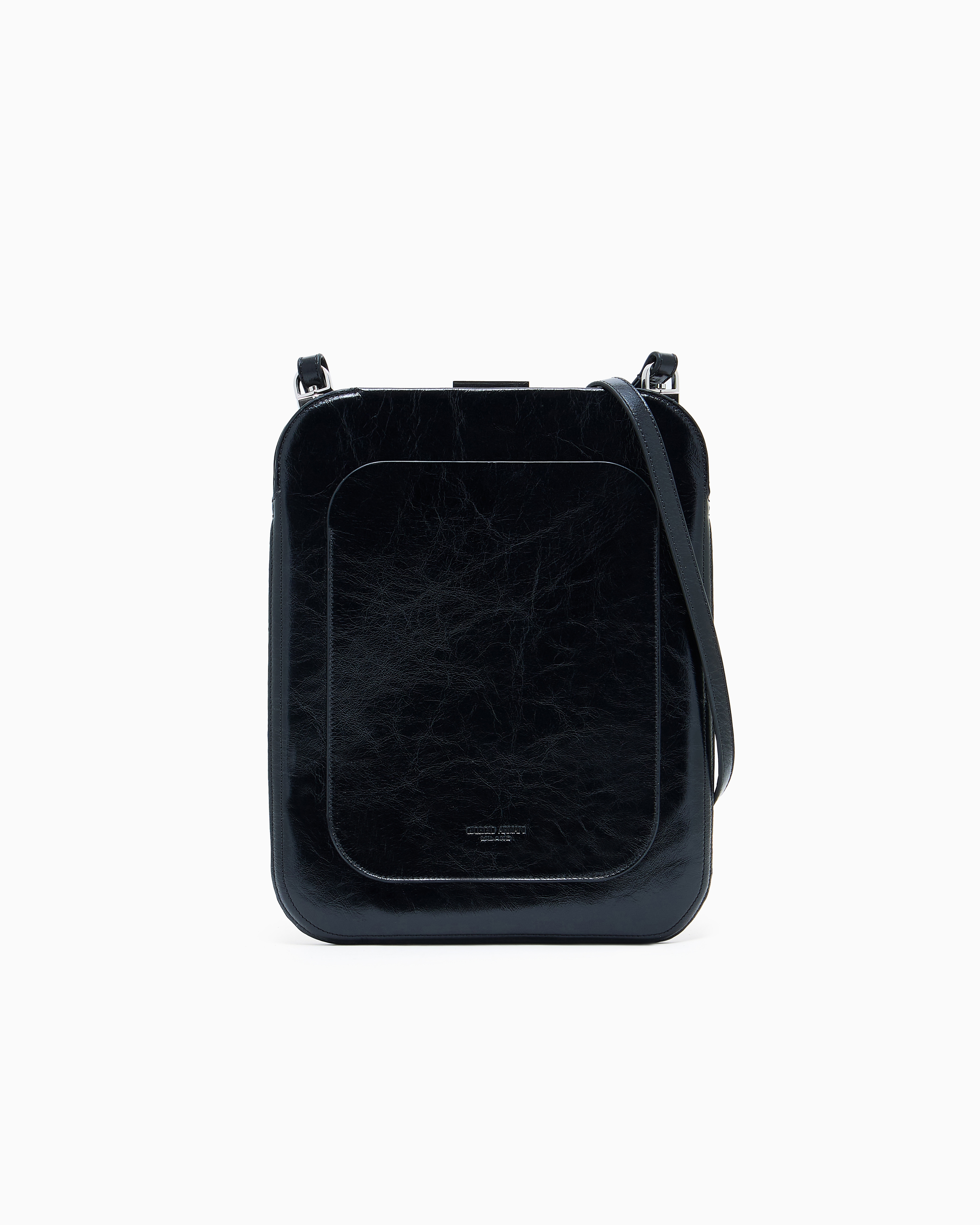 Giorgio Armani Patent-leather Shoulder Bag In Black