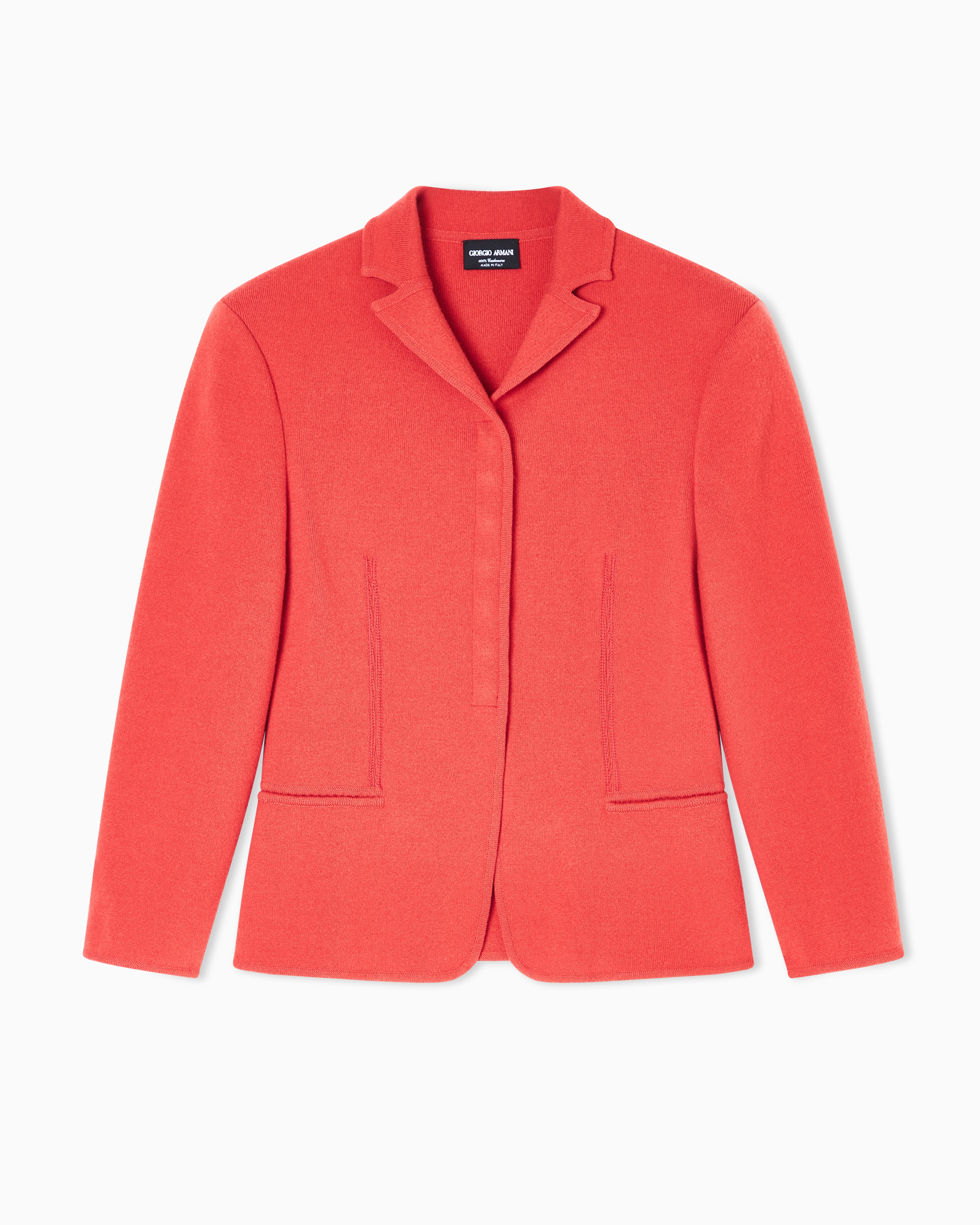 Giorgio Armani Single-breasted Short Jacket In Cashmere In Red