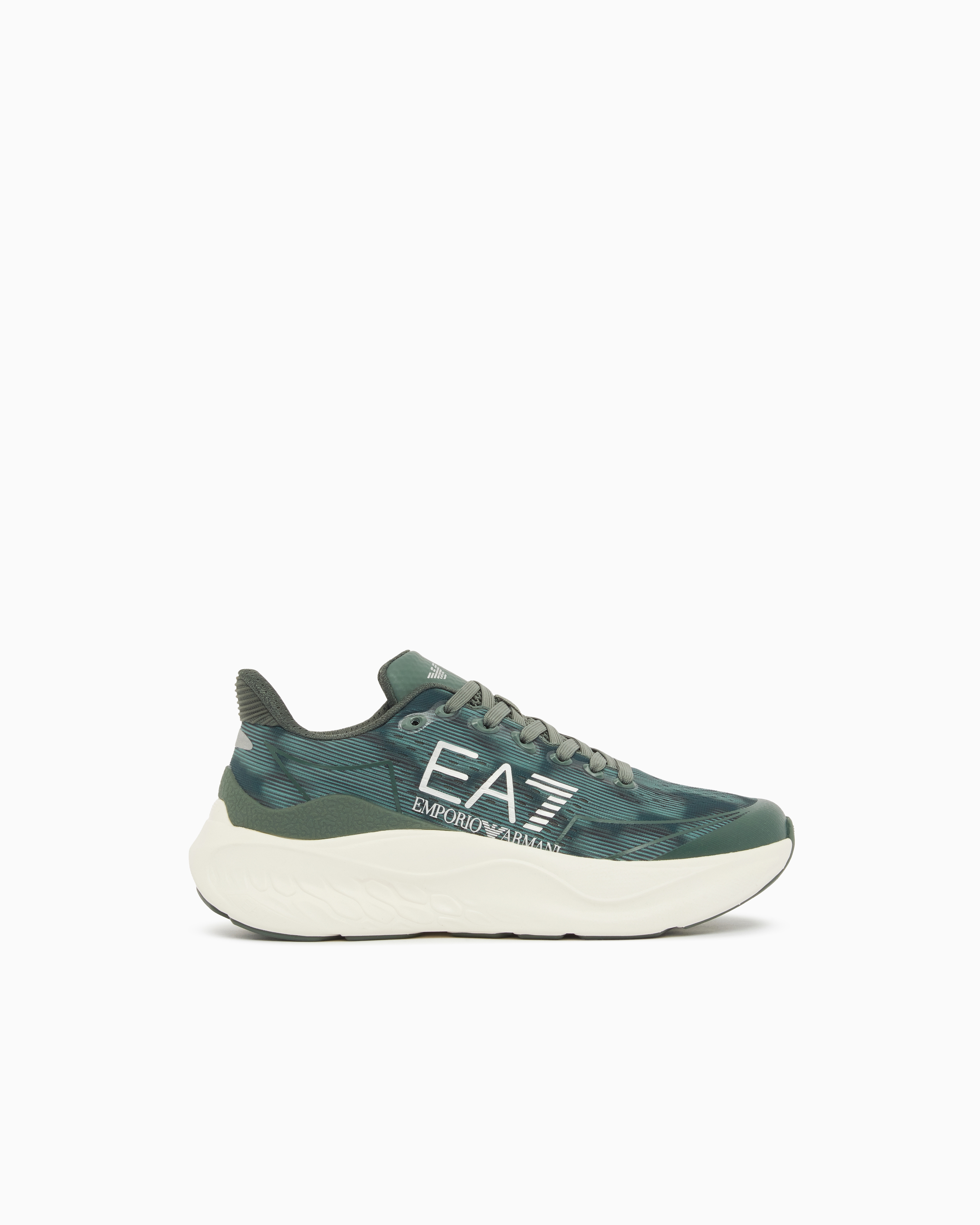 Ea7 Unisex Green Nylon Wave Cracking Sneakers