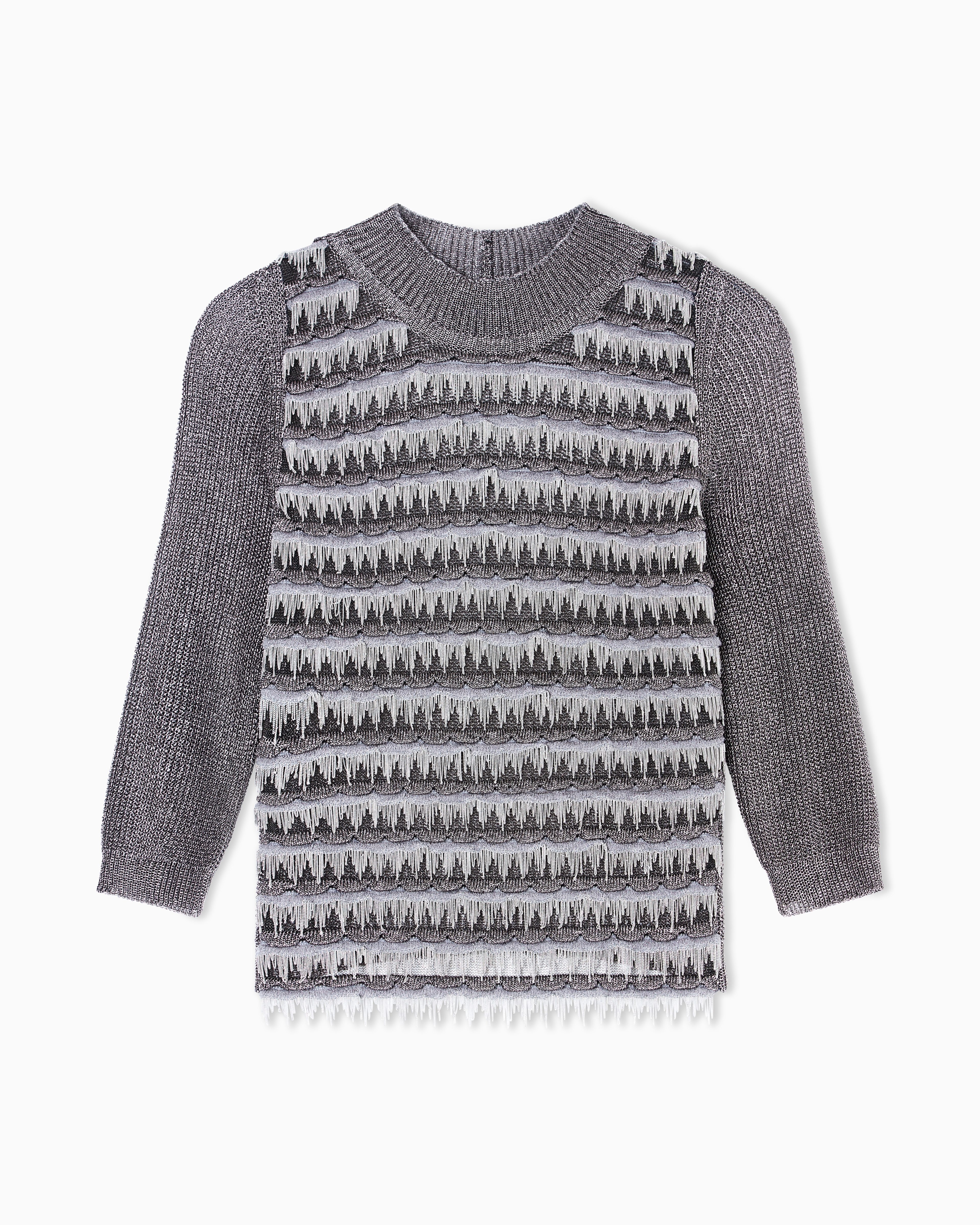 Giorgio Armani Viscose And Metallic Mesh Jumper In Gray