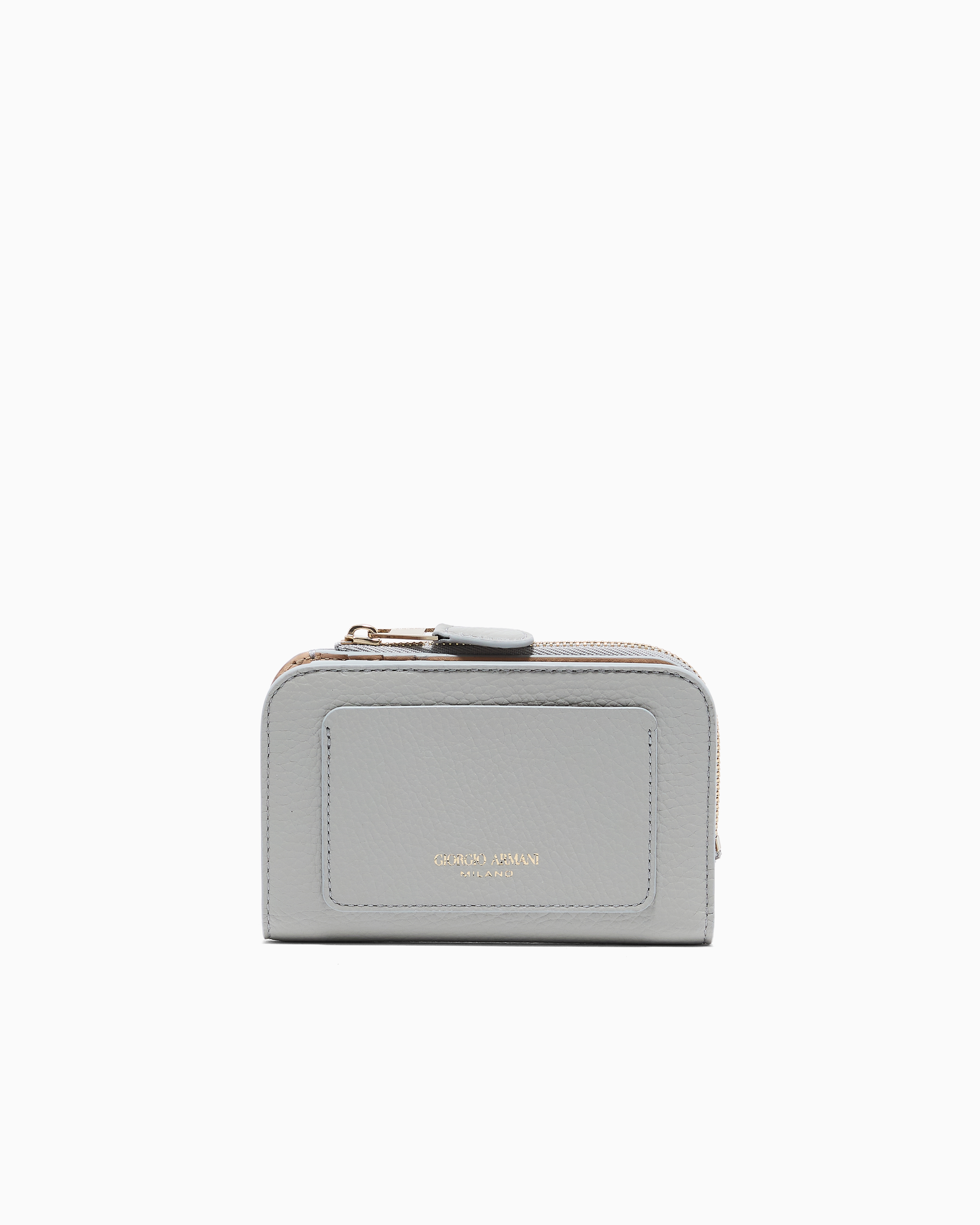 Giorgio Armani Grey Pebbled Leather Bifold Wallet