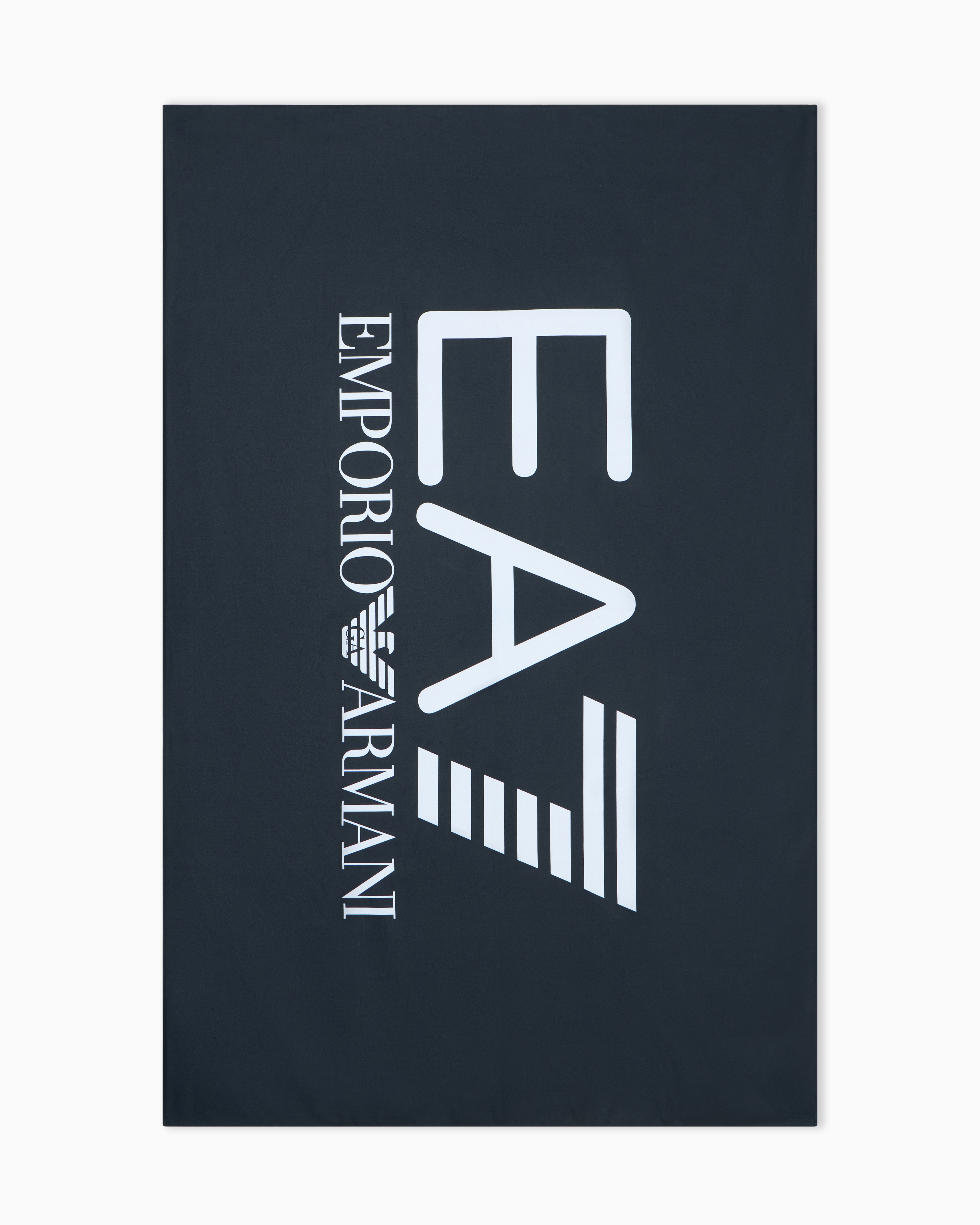 Ea7 Unisex Navy Blue Beach Towel With Oversized Logo