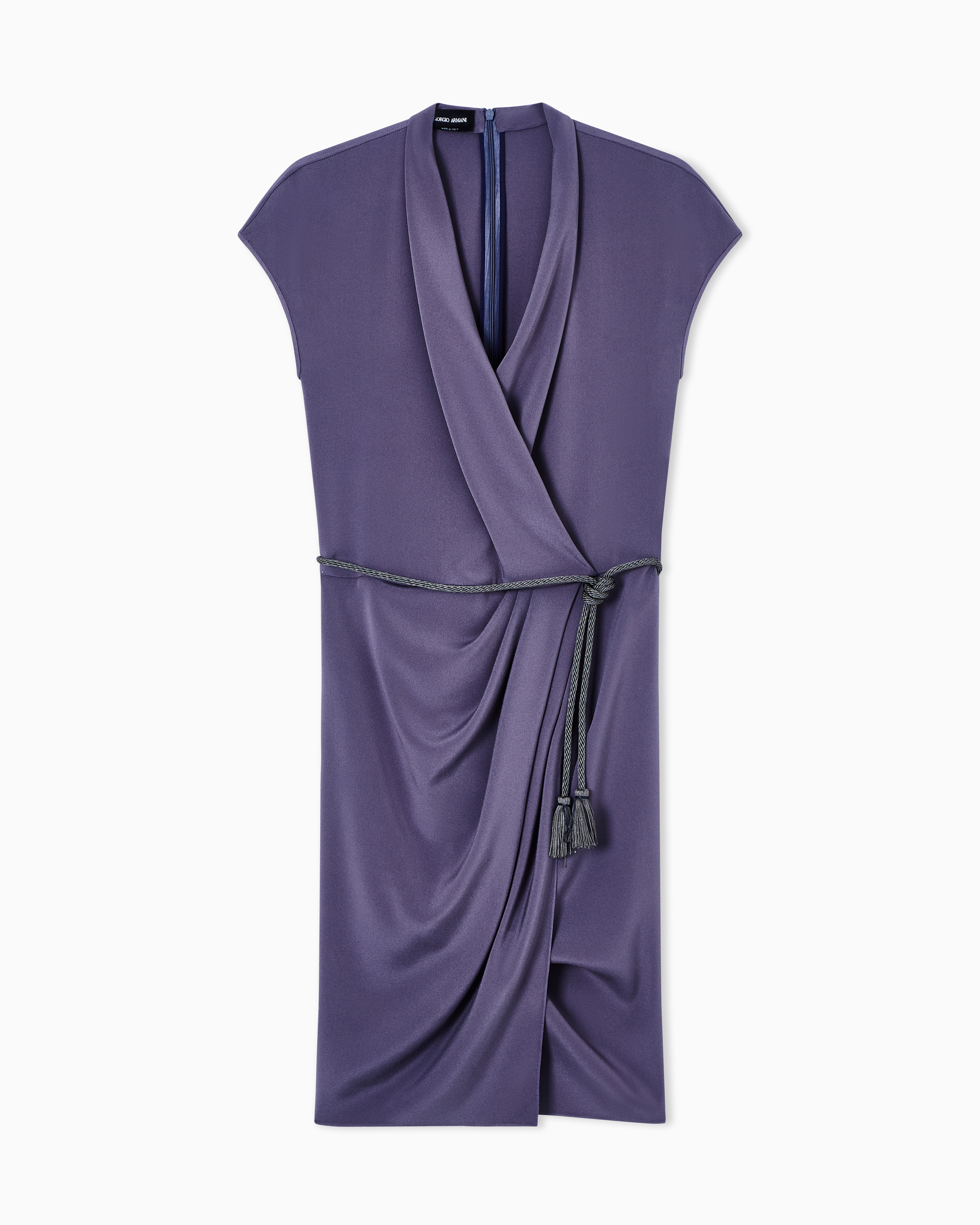 Giorgio Armani Purple Dress In Silk-Blend Crêpe