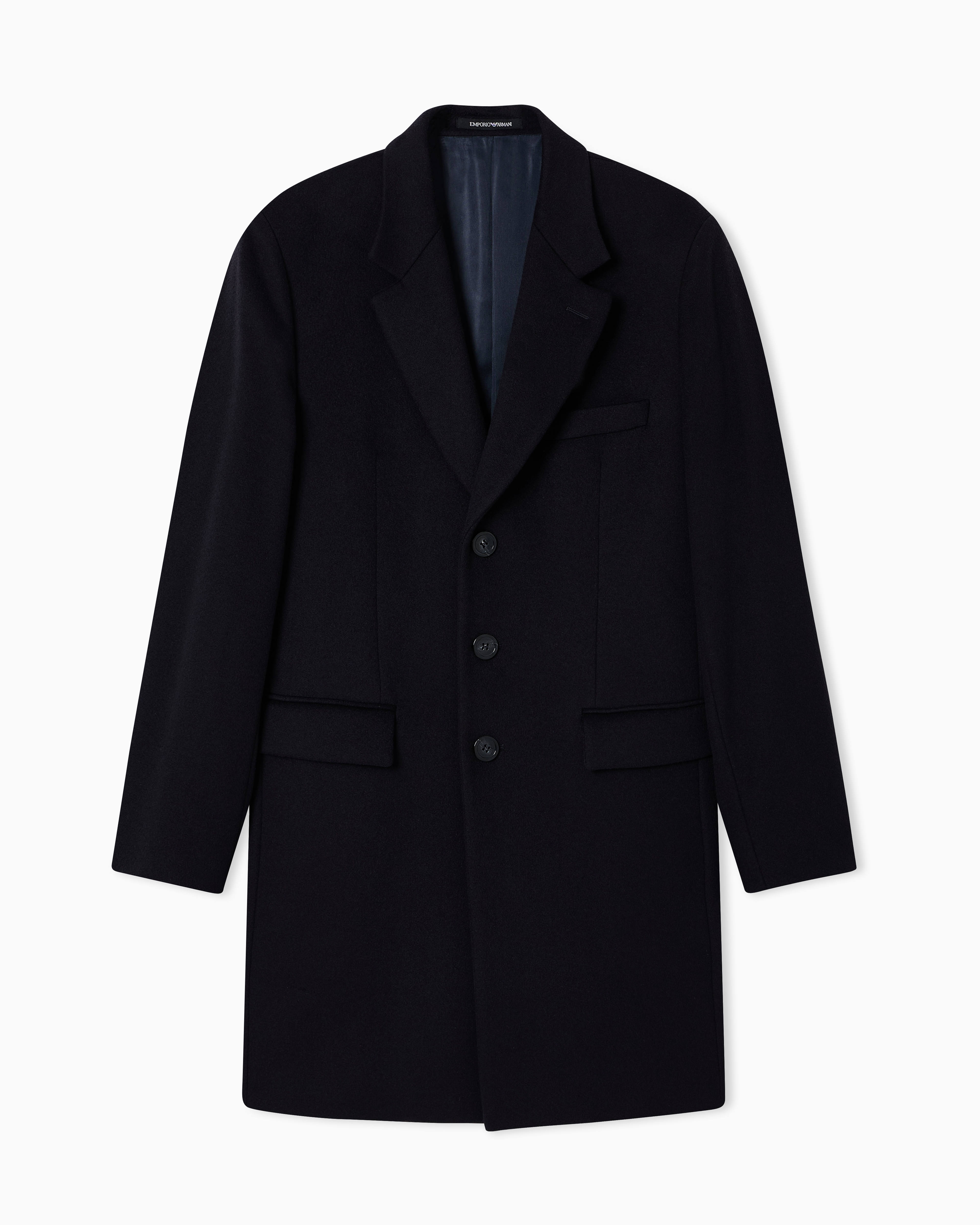 emporio armani 黒 ダブル　ロングコート　sullen エンポリオアルマーニEMPORIO ARMANI カシミヤロングコート 紺36