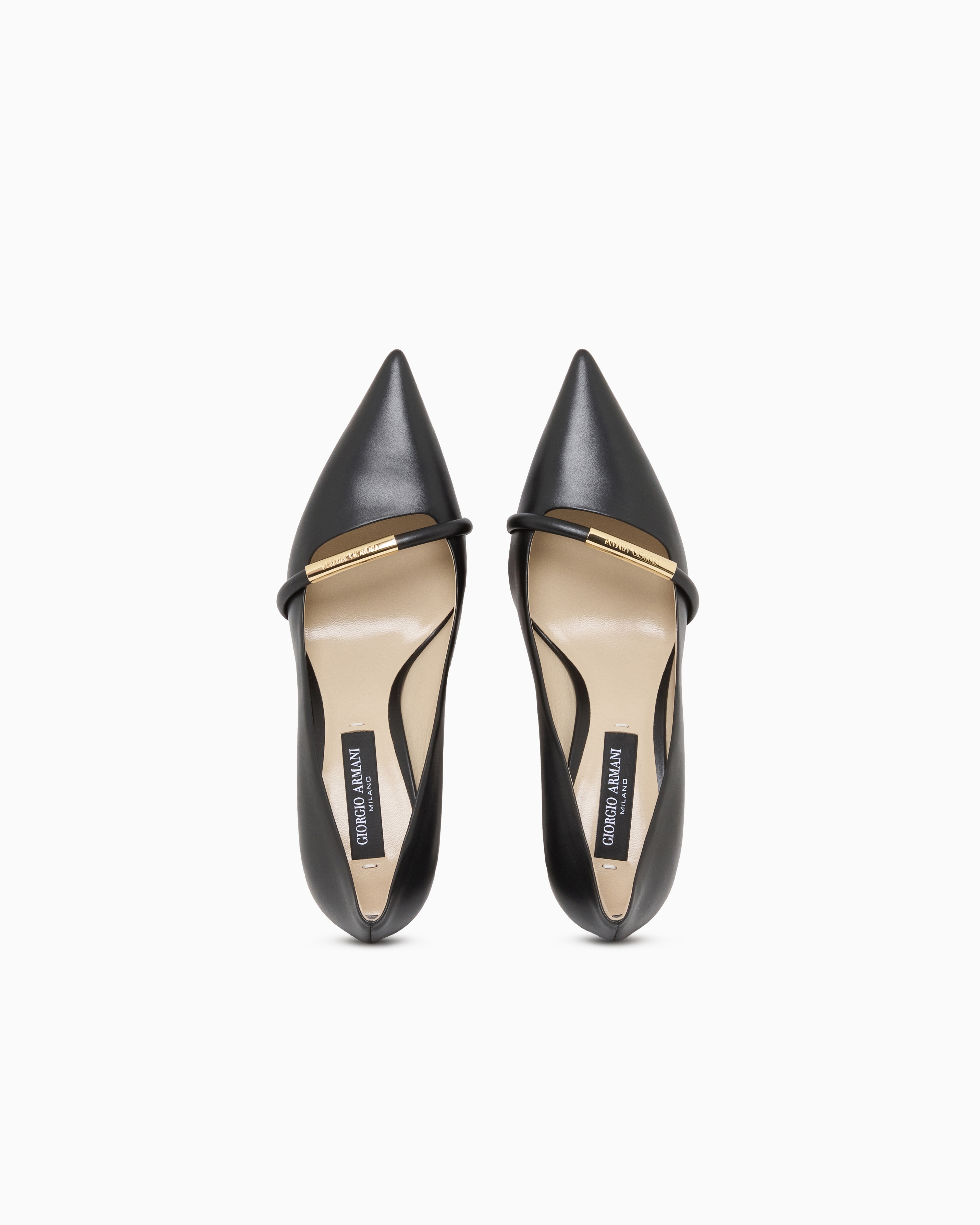 Giorgio Armani Leather Court Shoes In Black