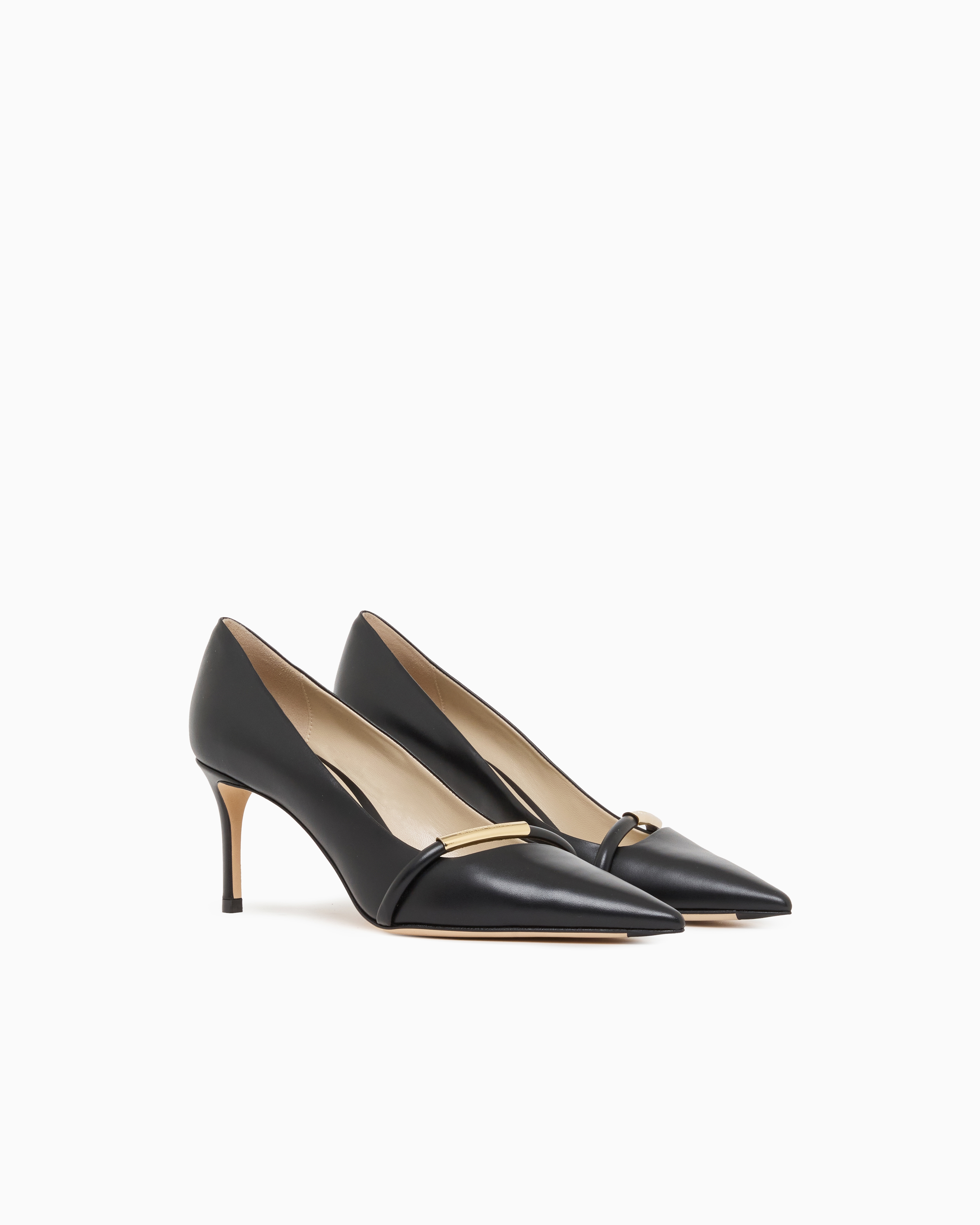 Giorgio Armani Leather Court Shoes In Black