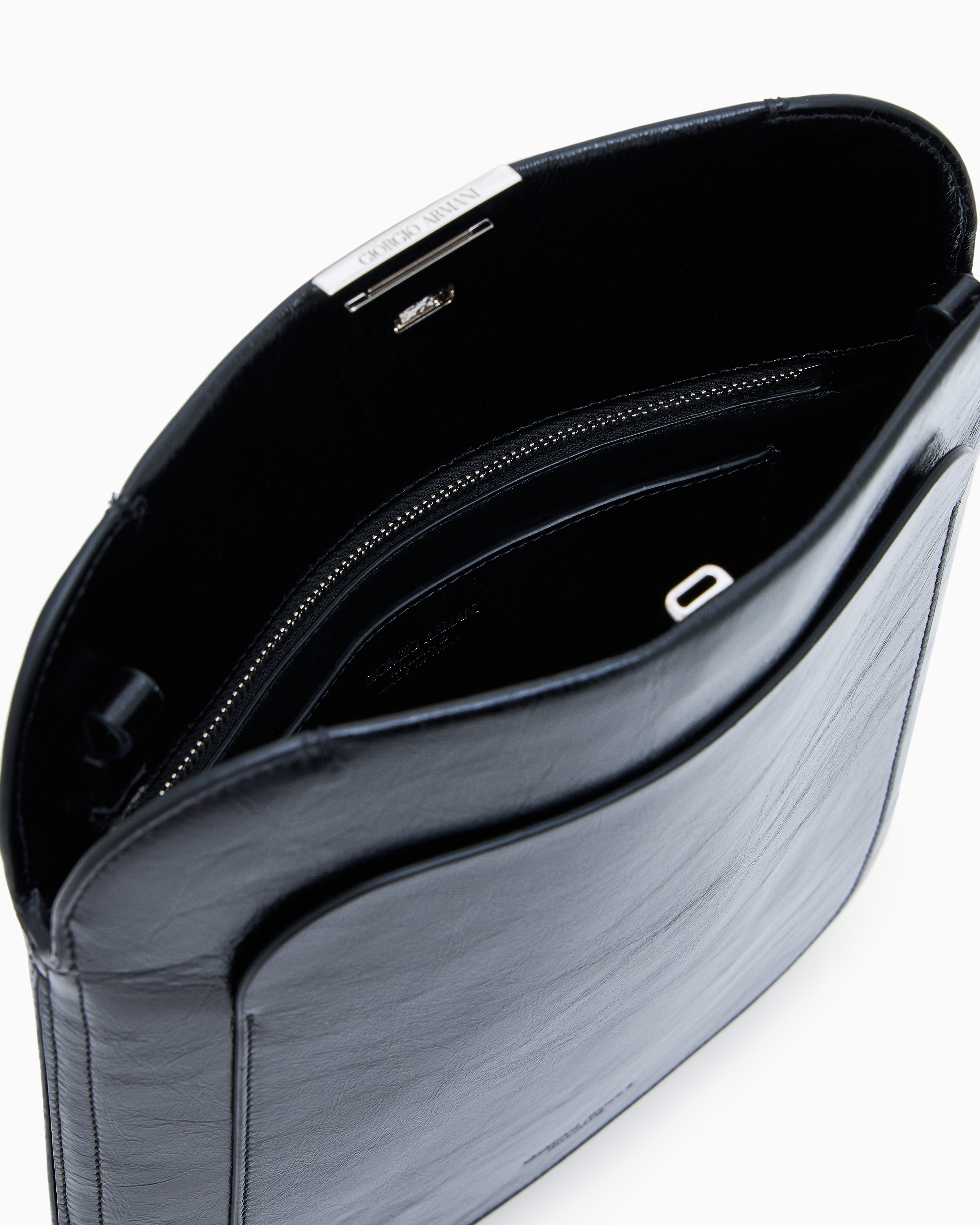 Giorgio Armani Patent-leather Shoulder Bag In Black