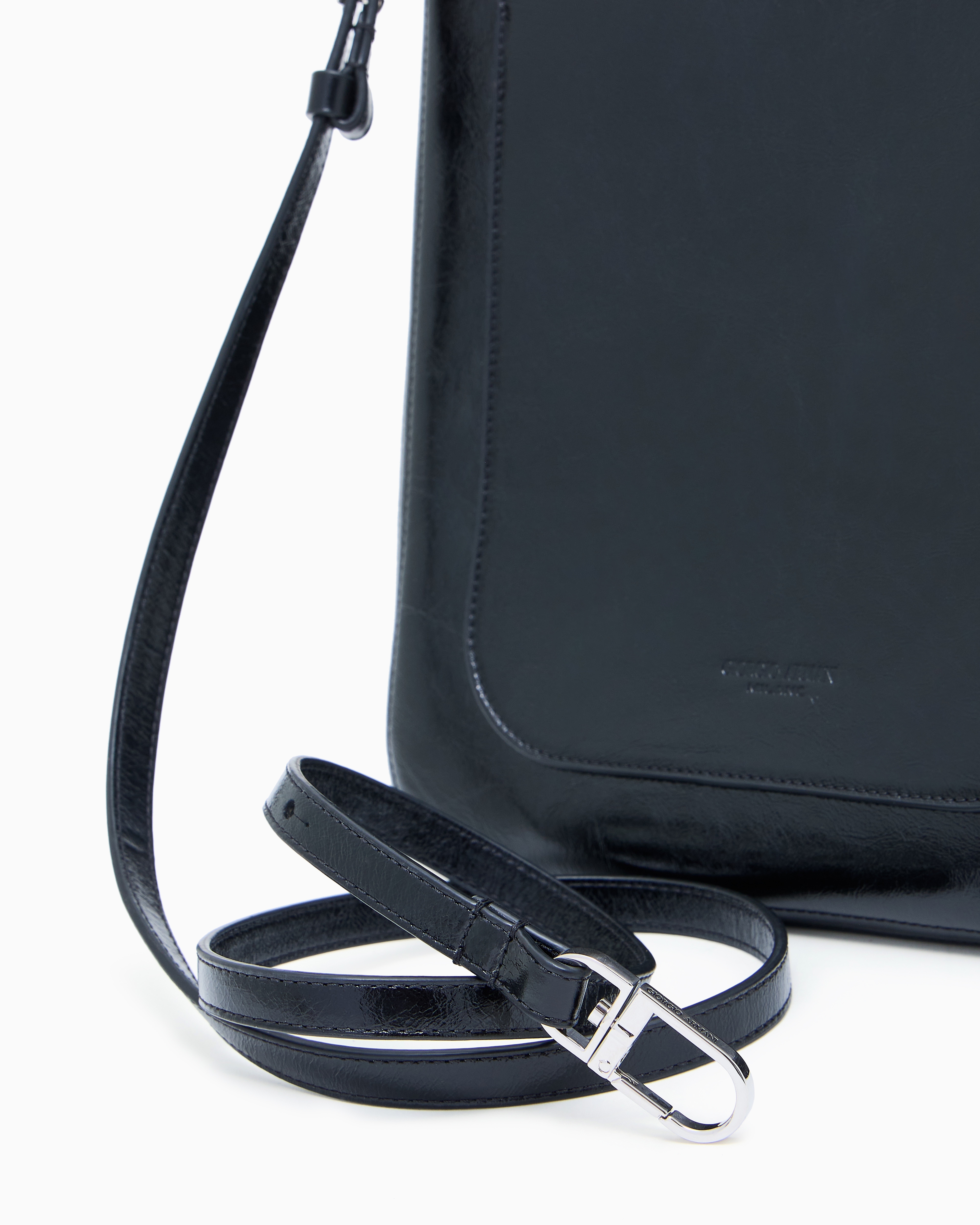 Giorgio Armani Patent-leather Shoulder Bag In Black