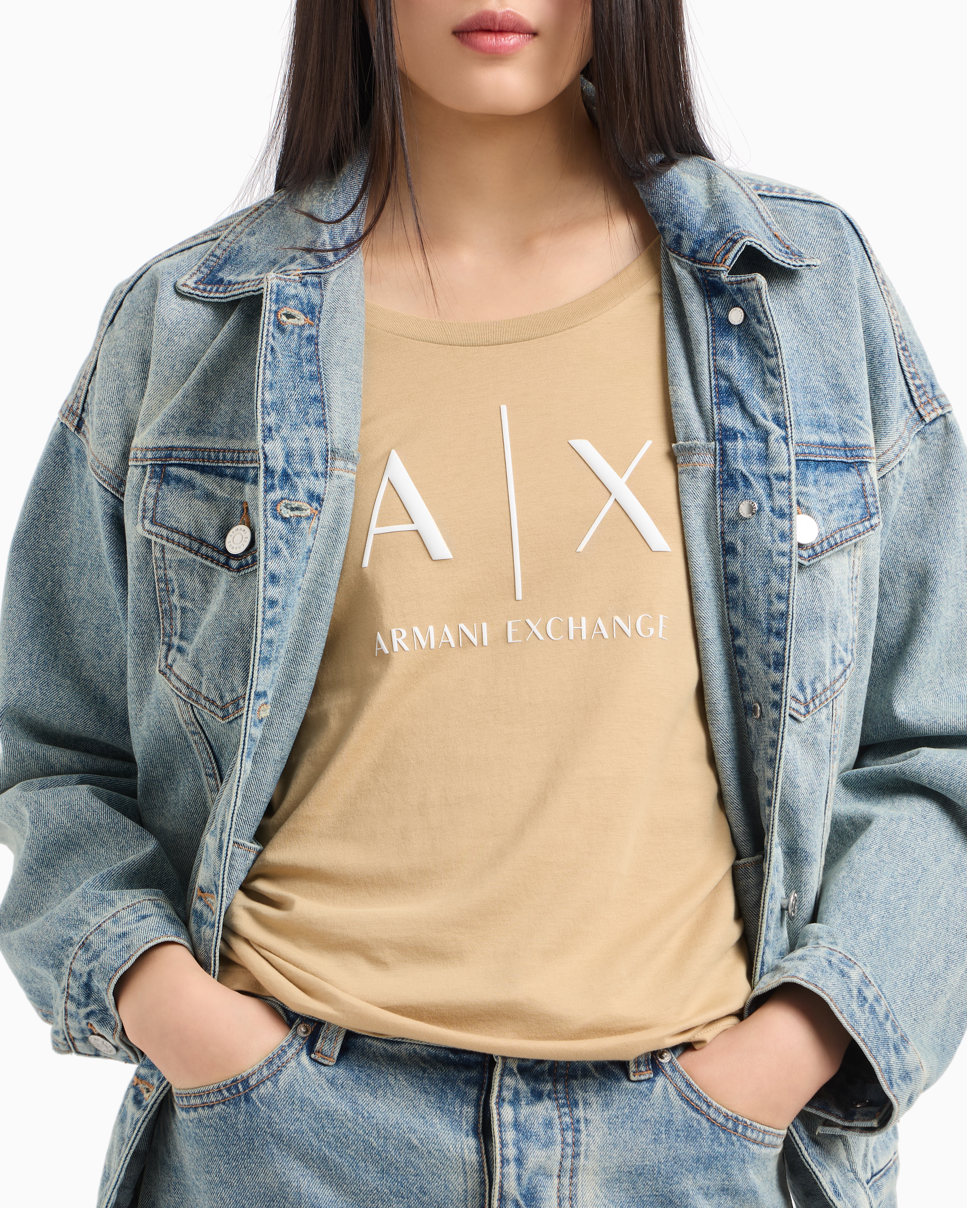 Armani Exchange - Denim Jackets, Woman, Blue, Size: