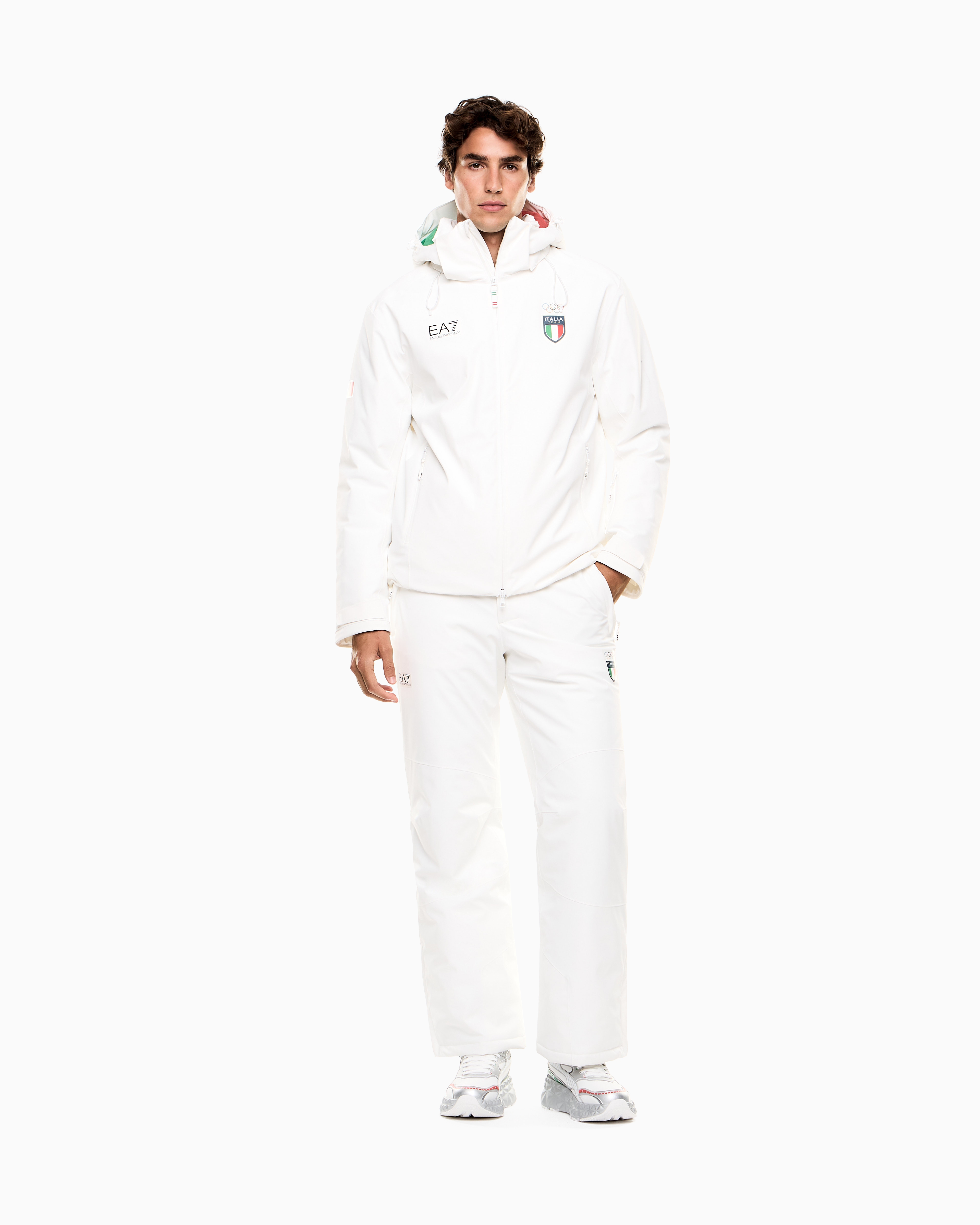 Ea7 Ski Jacket In Protectum7 Technical Fabric With Stratum7 Padding In White