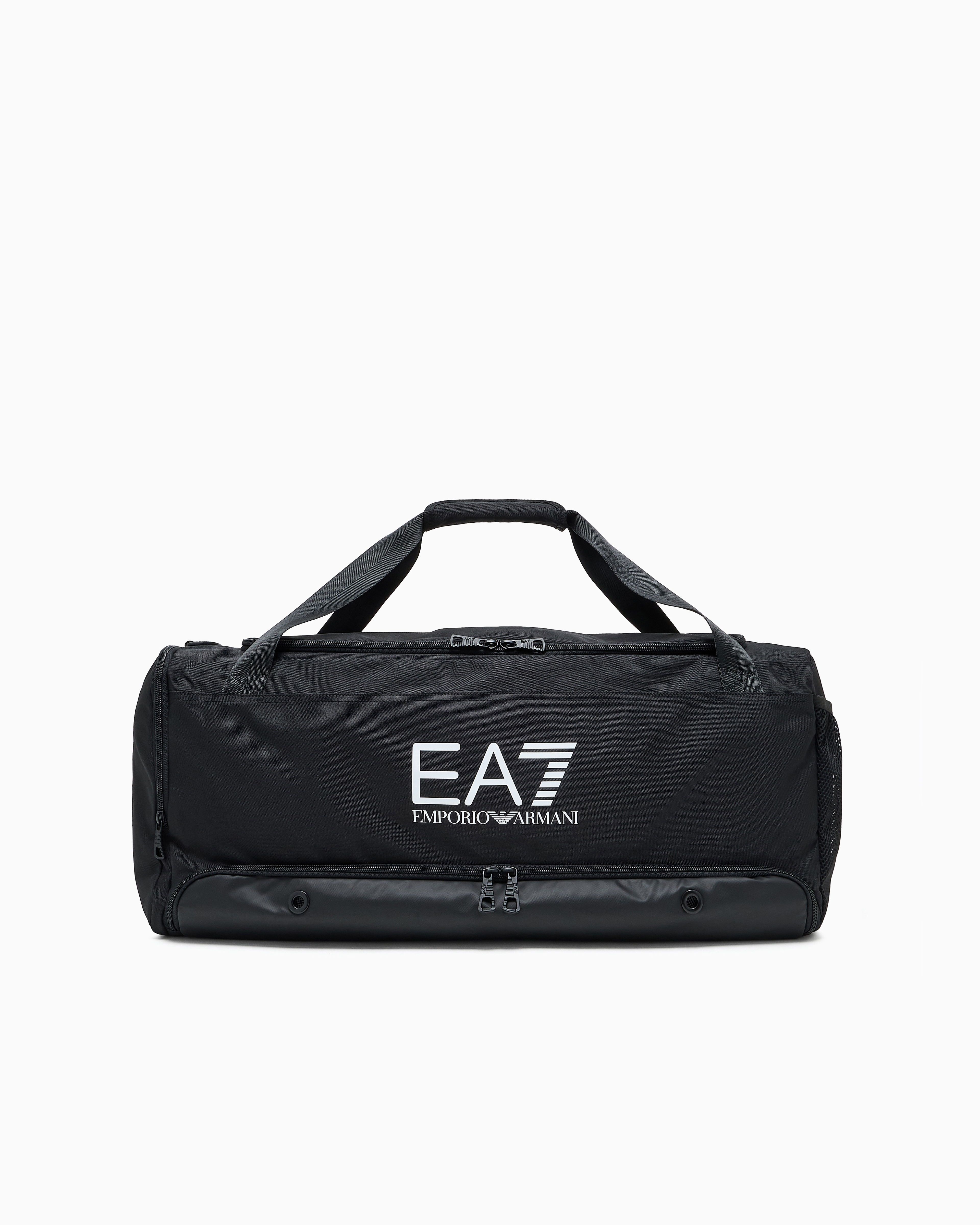 Ea7 Unisex Black Train Core Large Gym Bag With Oversized Logo