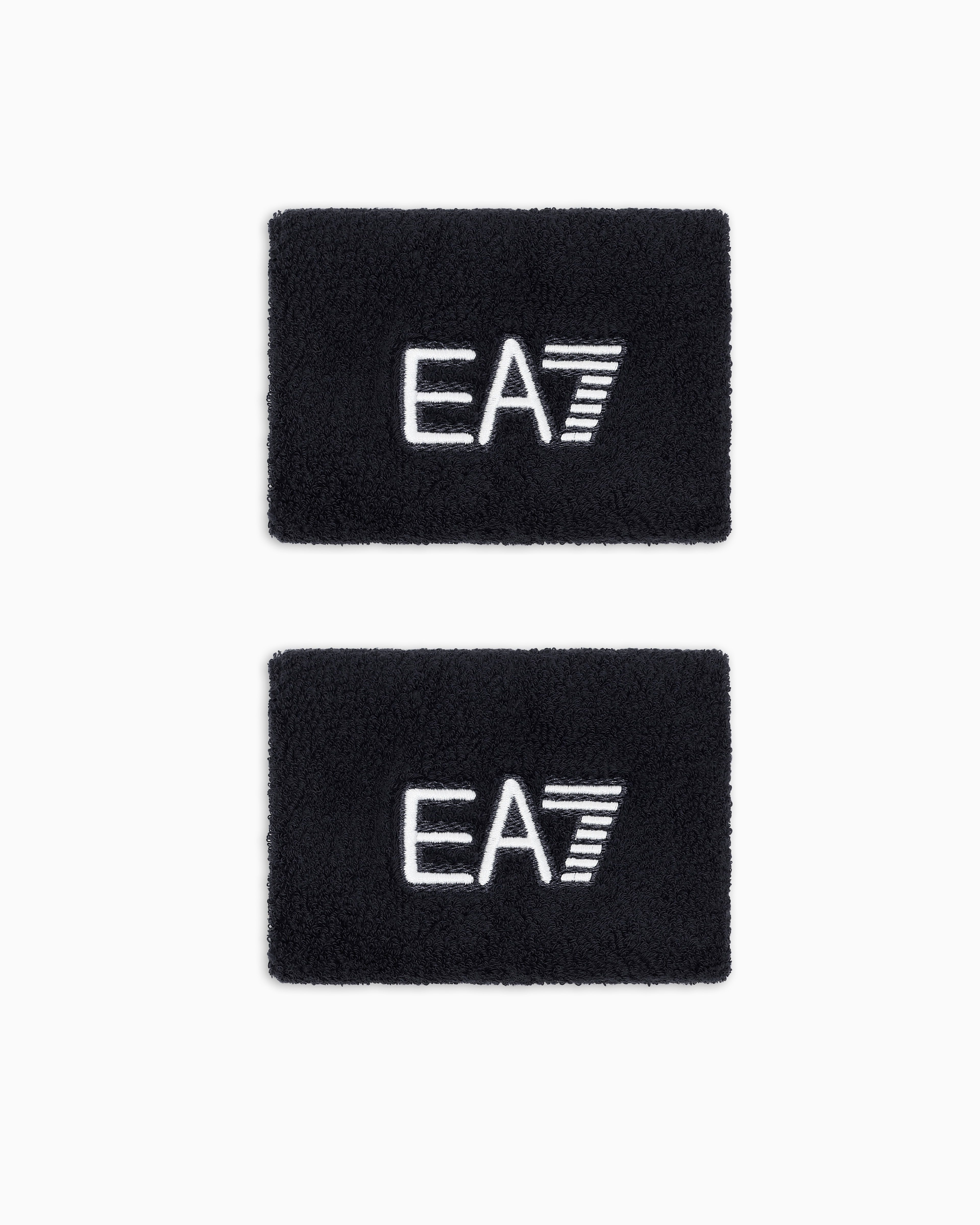 Ea7 Unisex Black Tennis Pro Stretch-Cotton Blend Wristbands