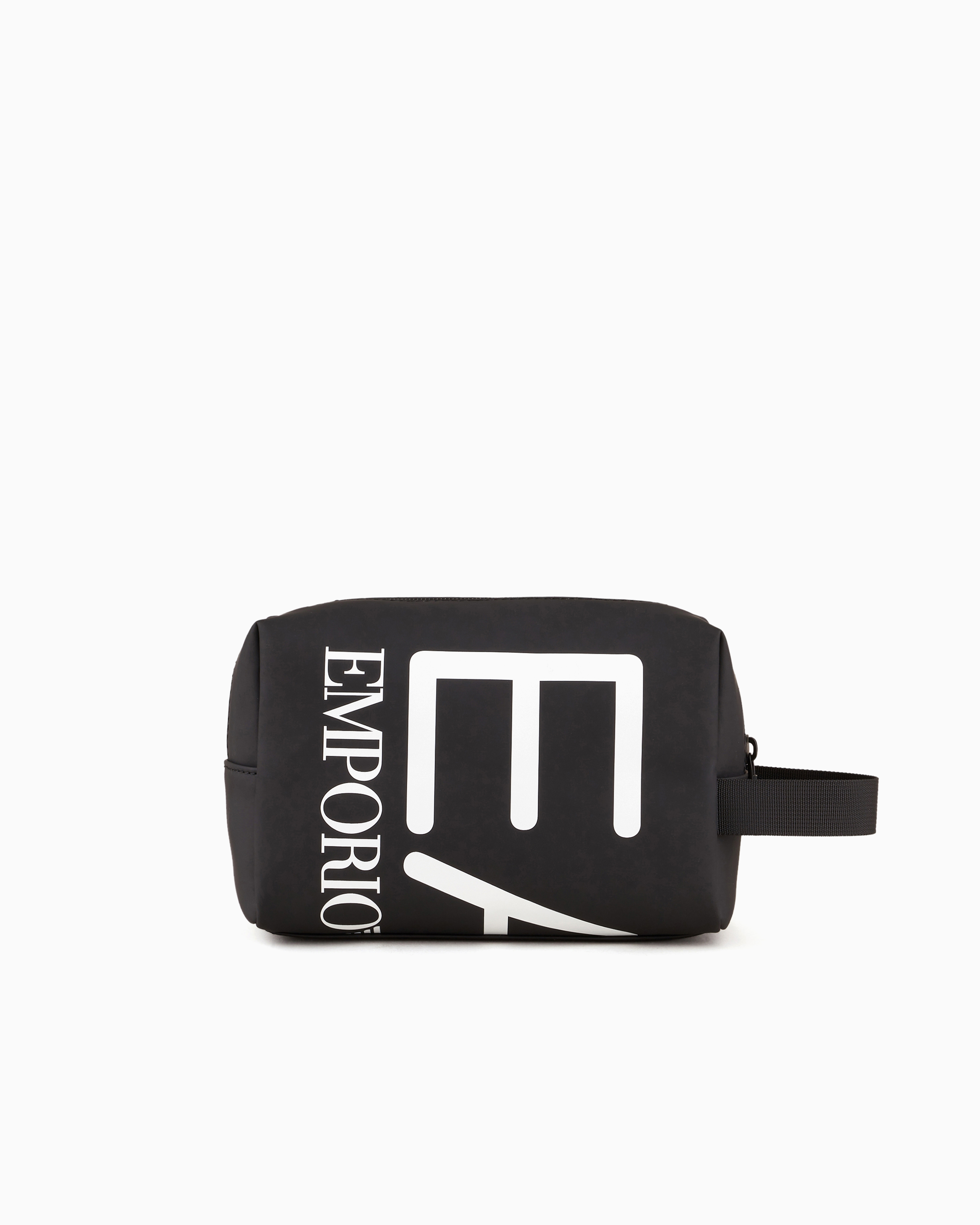 Ea7 Unisex Black Washbag With Oversized Logo
