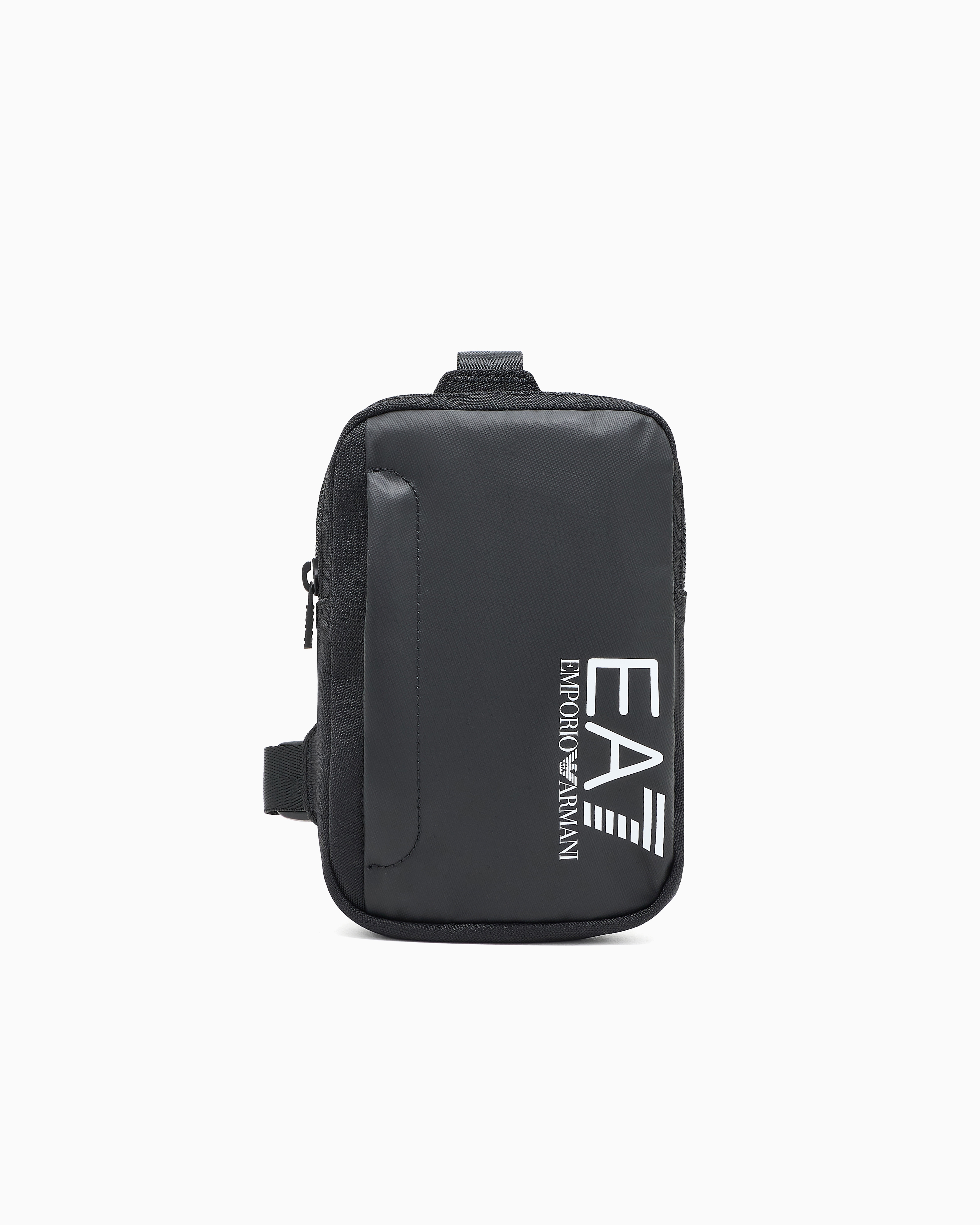 Ea7 Unisex Black Train Core Small Cross-Body Bag With Oversized Logo