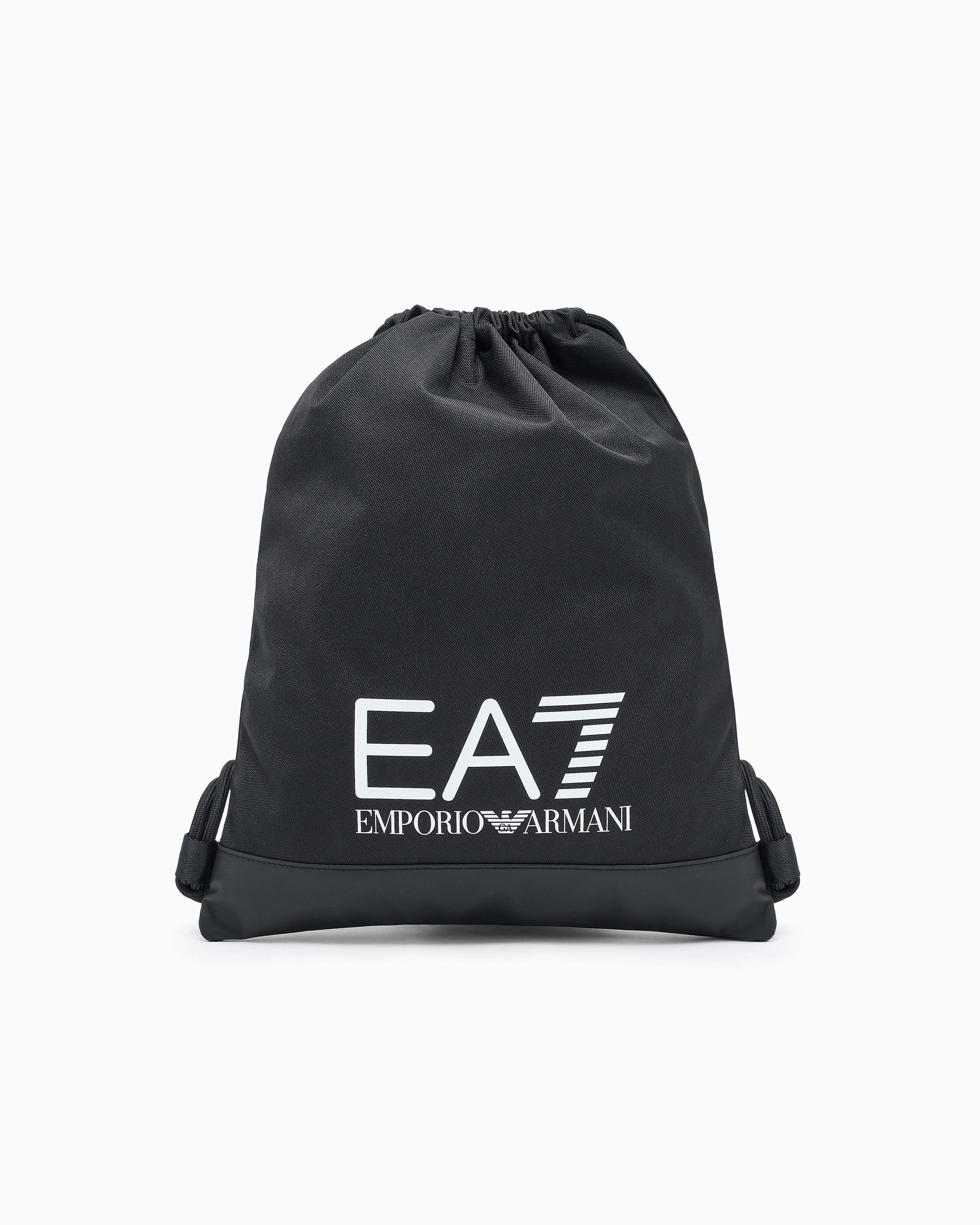 Ea7 Unisex Black Train Core Bag In Recycled Fabric With Oversized Logo