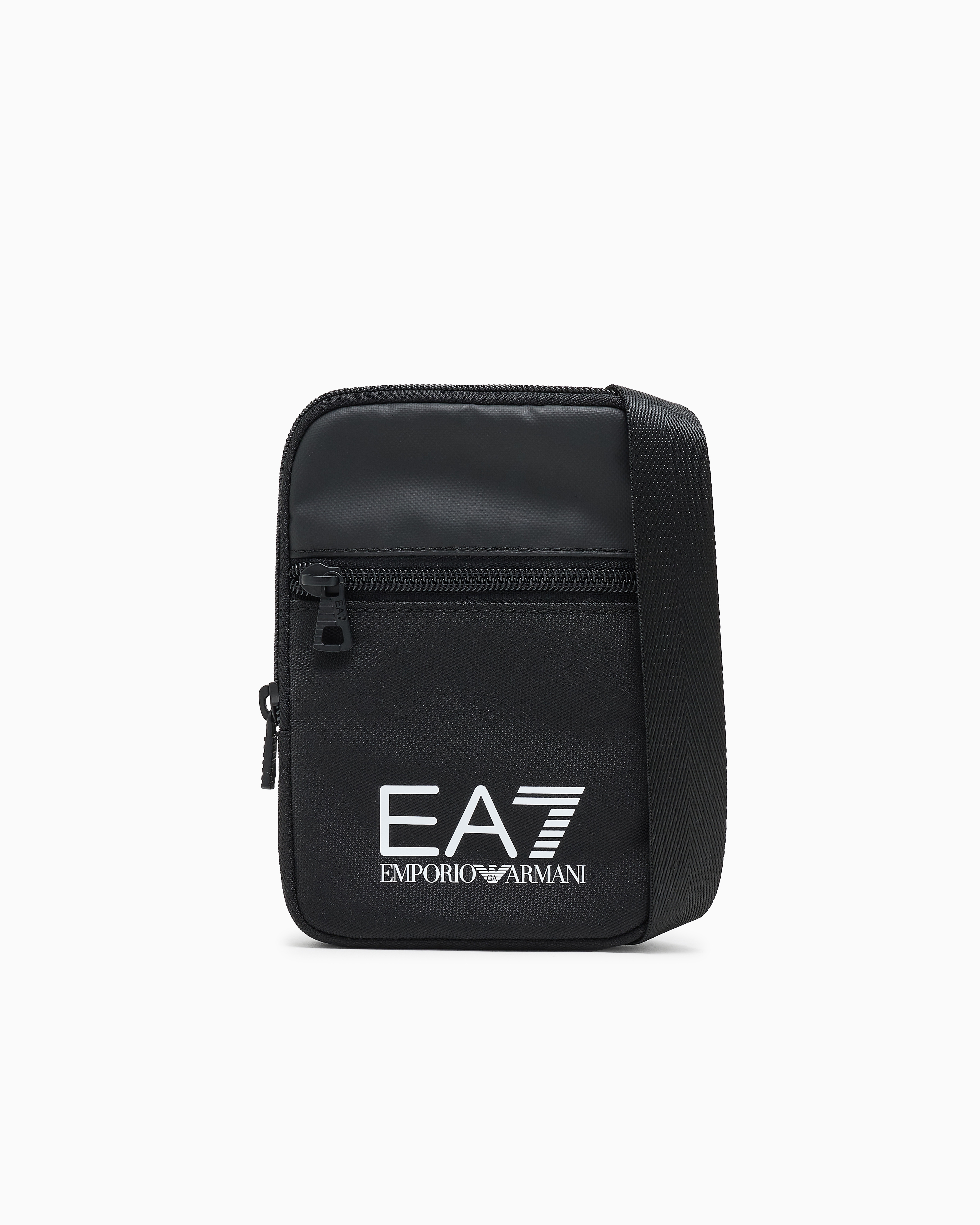 Ea7 Unisex Black Train Core Small Cross-Body Bag With Oversized Logo