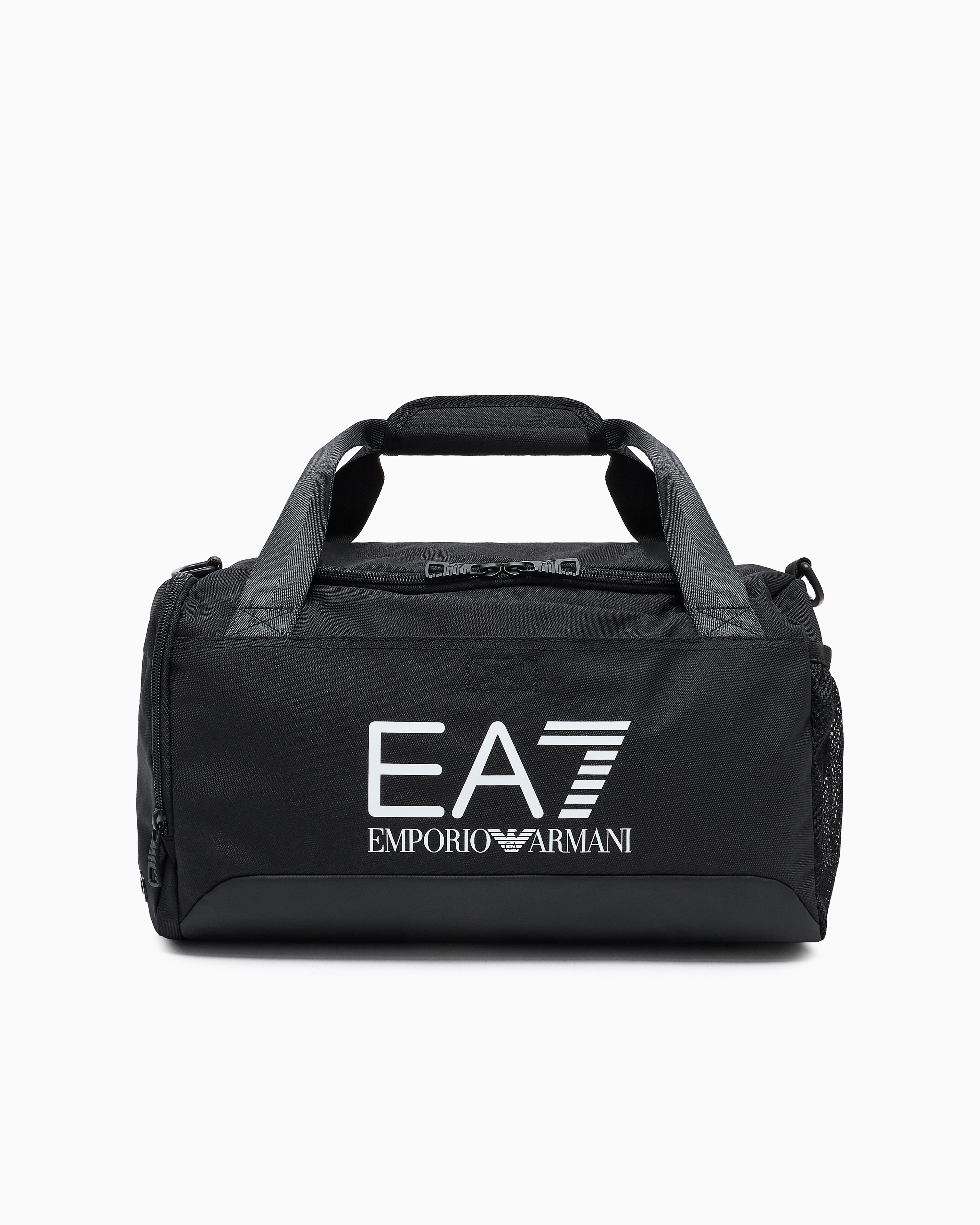 Ea7 Unisex Black Train Core Small Gym Bag With Oversized Logo