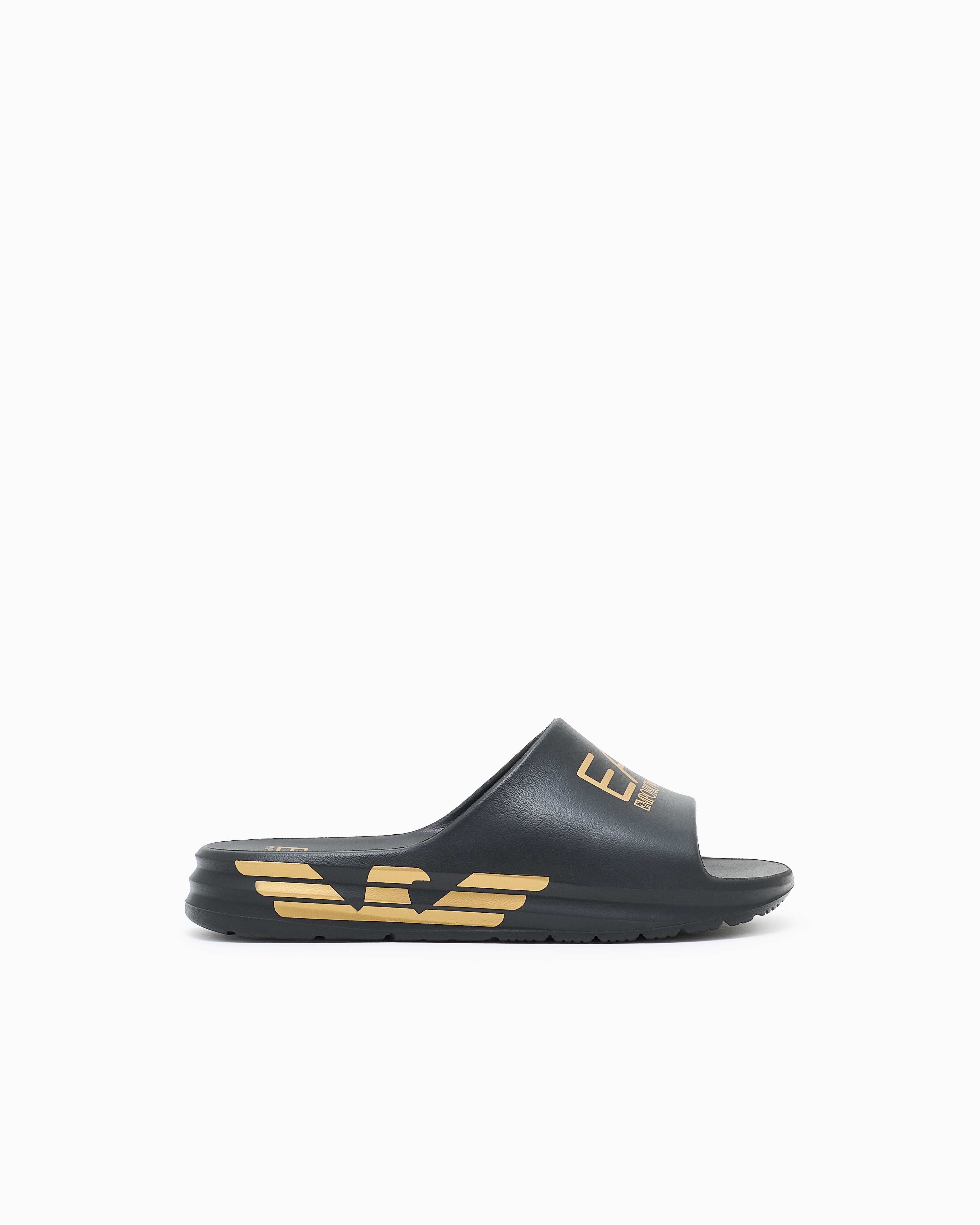 Ea7 Unisex Black Crusher Distance Slides With Oversized Logo