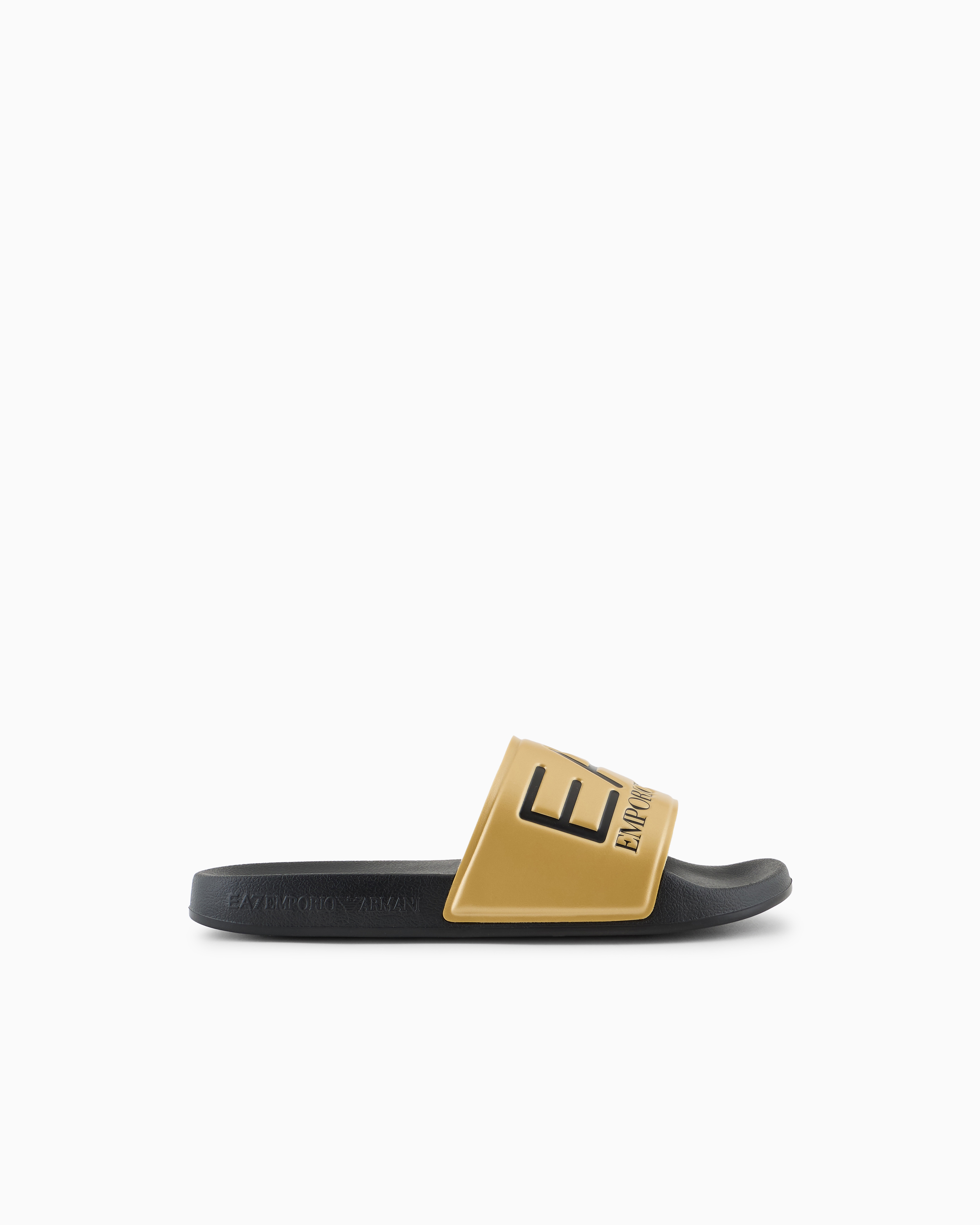 Ea7 Unisex Gold Slides With Oversized Logo