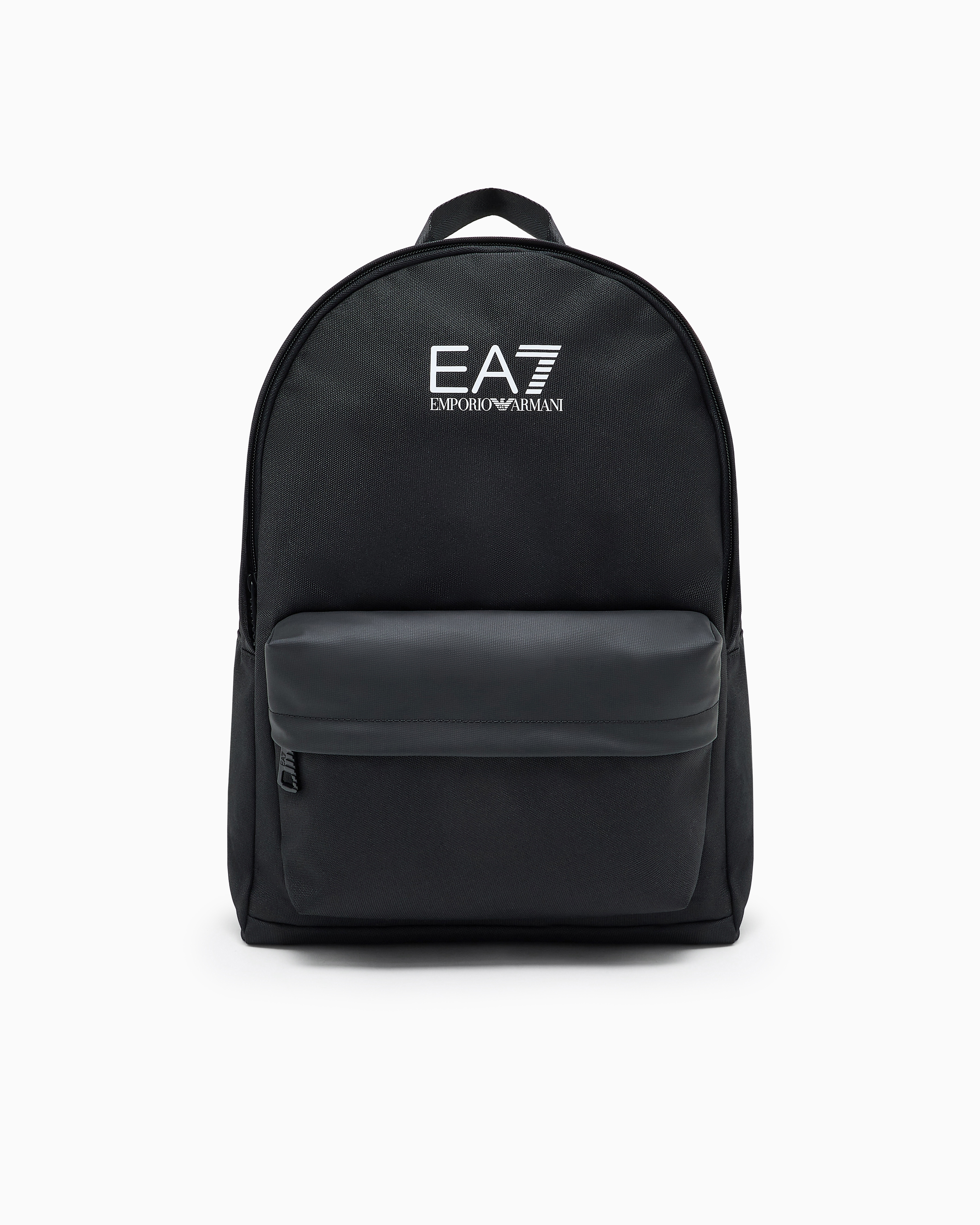 Ea7 Unisex Black Train Core Round Backpack With Oversized Logo