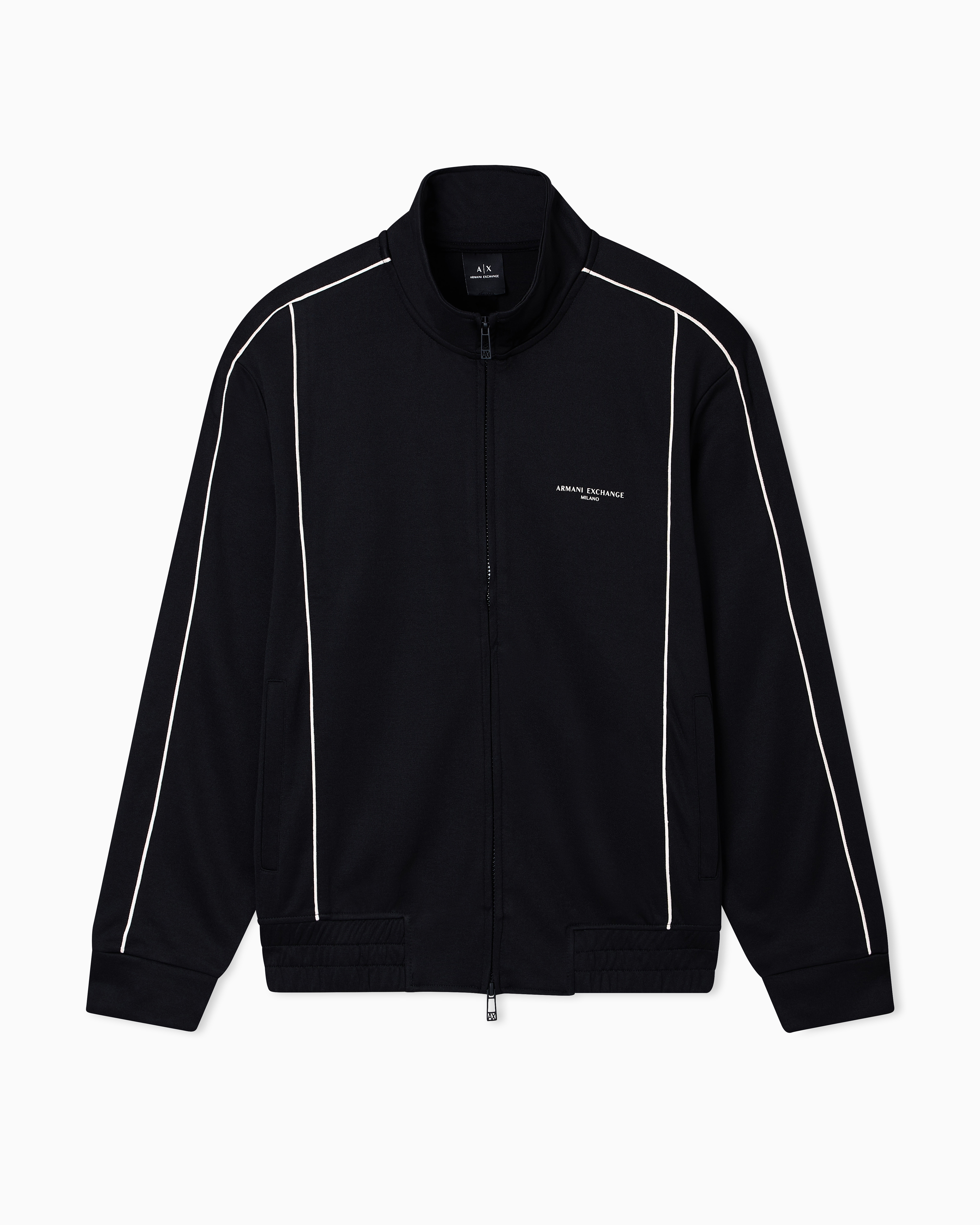 Armani Exchange - Full-zip sweatshirt with contrasting piping, Man, Black, Size: