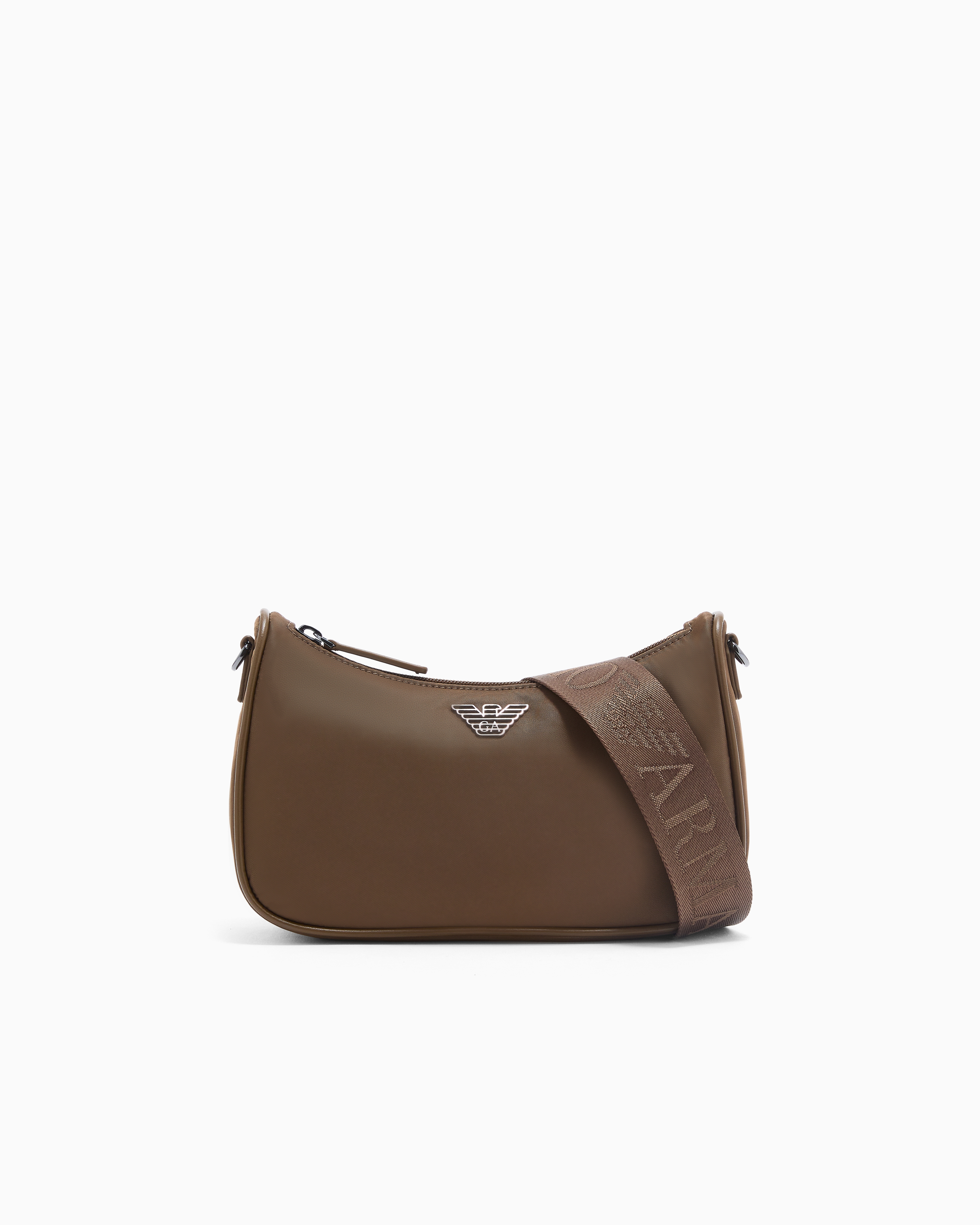 Emporio Armani Brown Asv Recycled-Nylon Shoulder Bag