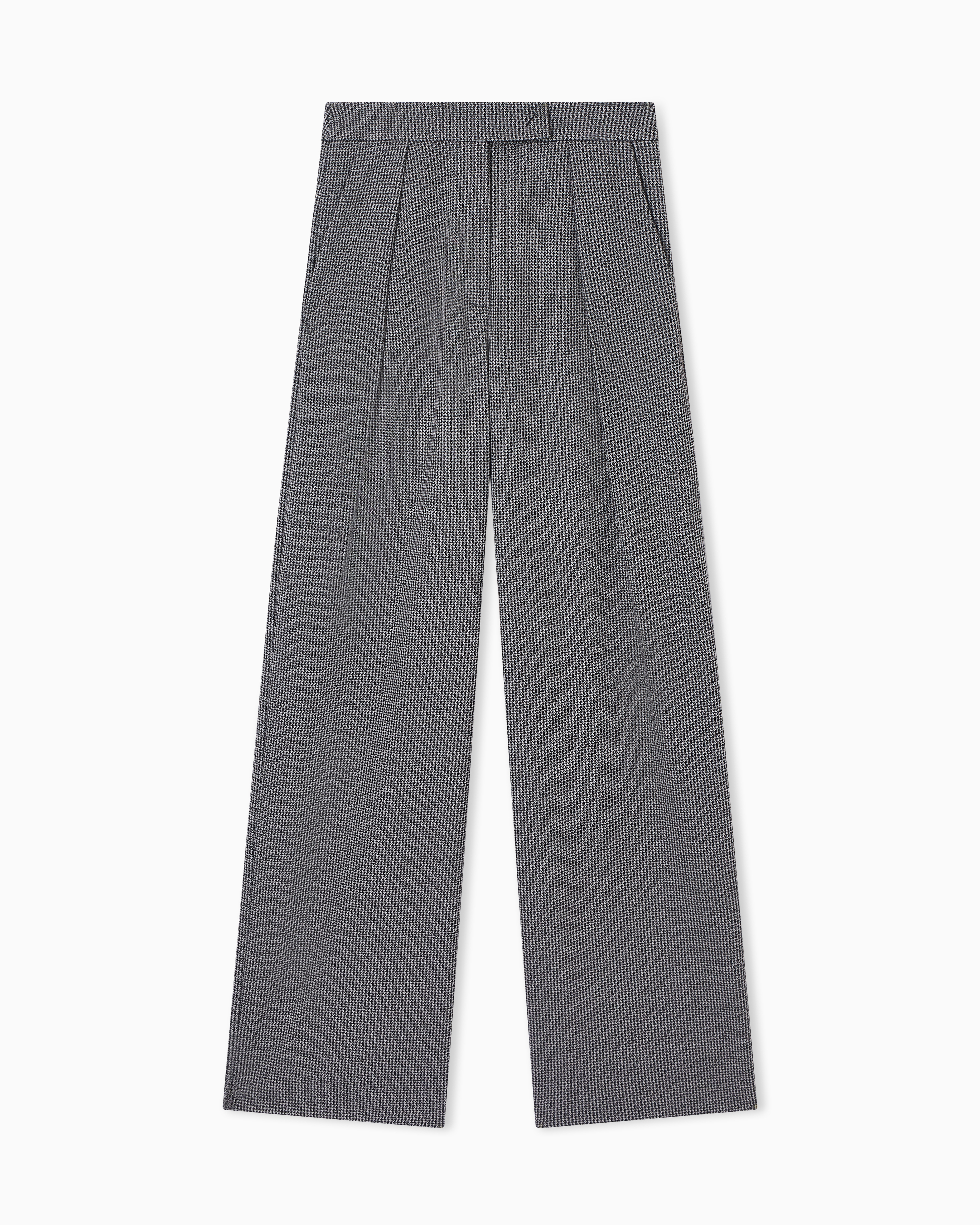 Emporio Armani Black Micro Houndstooth Jacquard Jersey Trousers