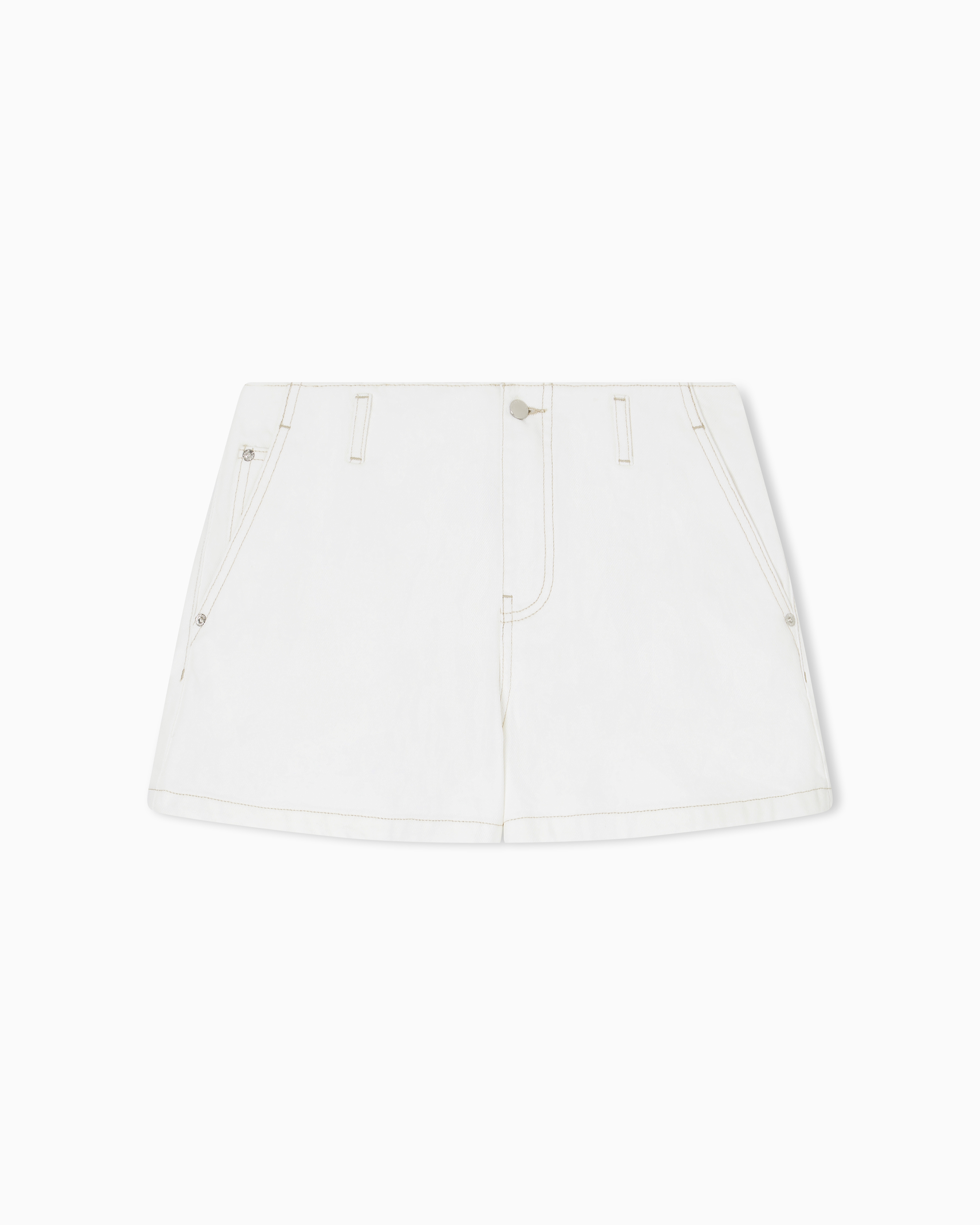 Emporio Armani White Regular-Fit Shorts In Garment-Dyed Drill