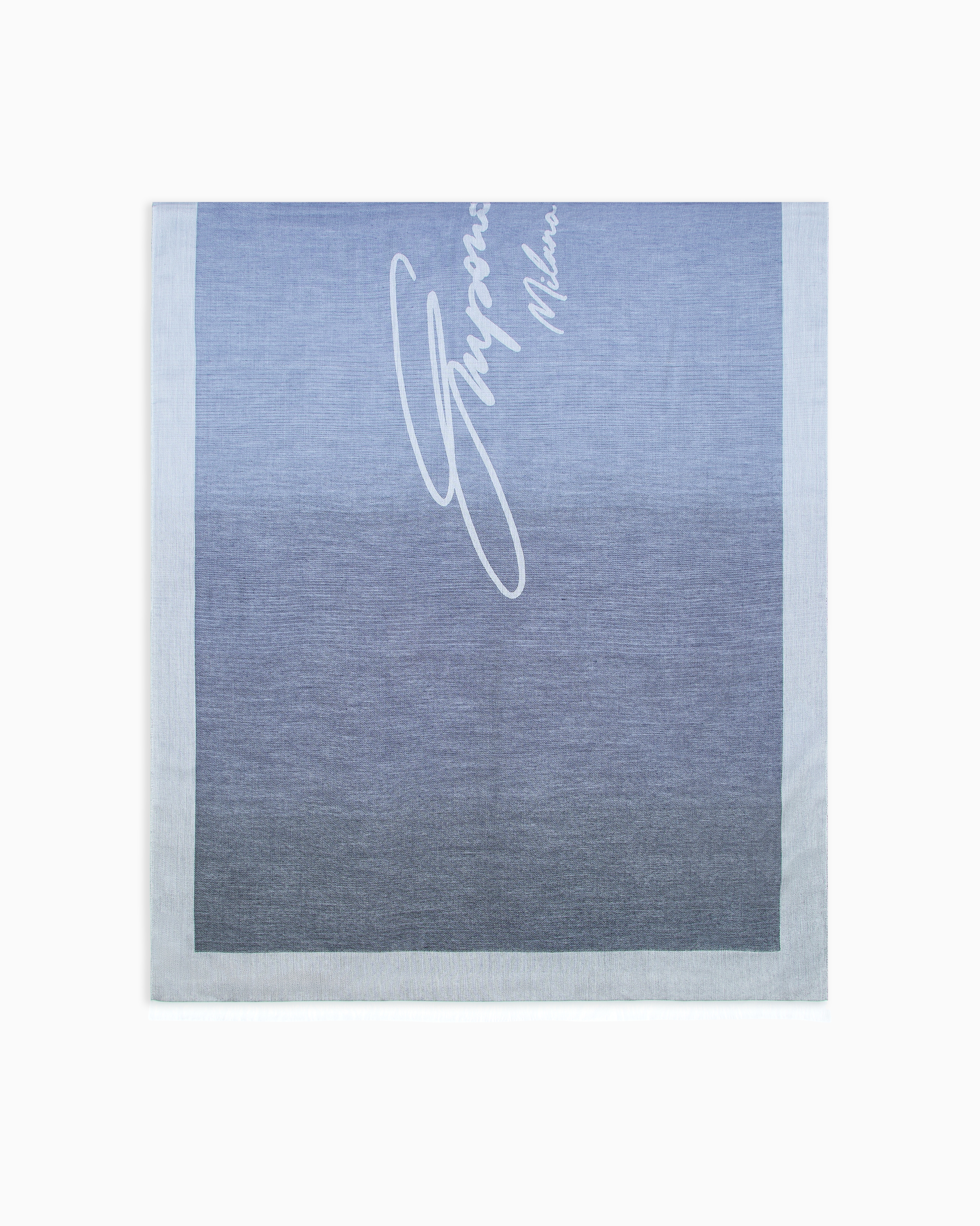 Emporio Armani Blue Stole With Jacquard Logo Lettering