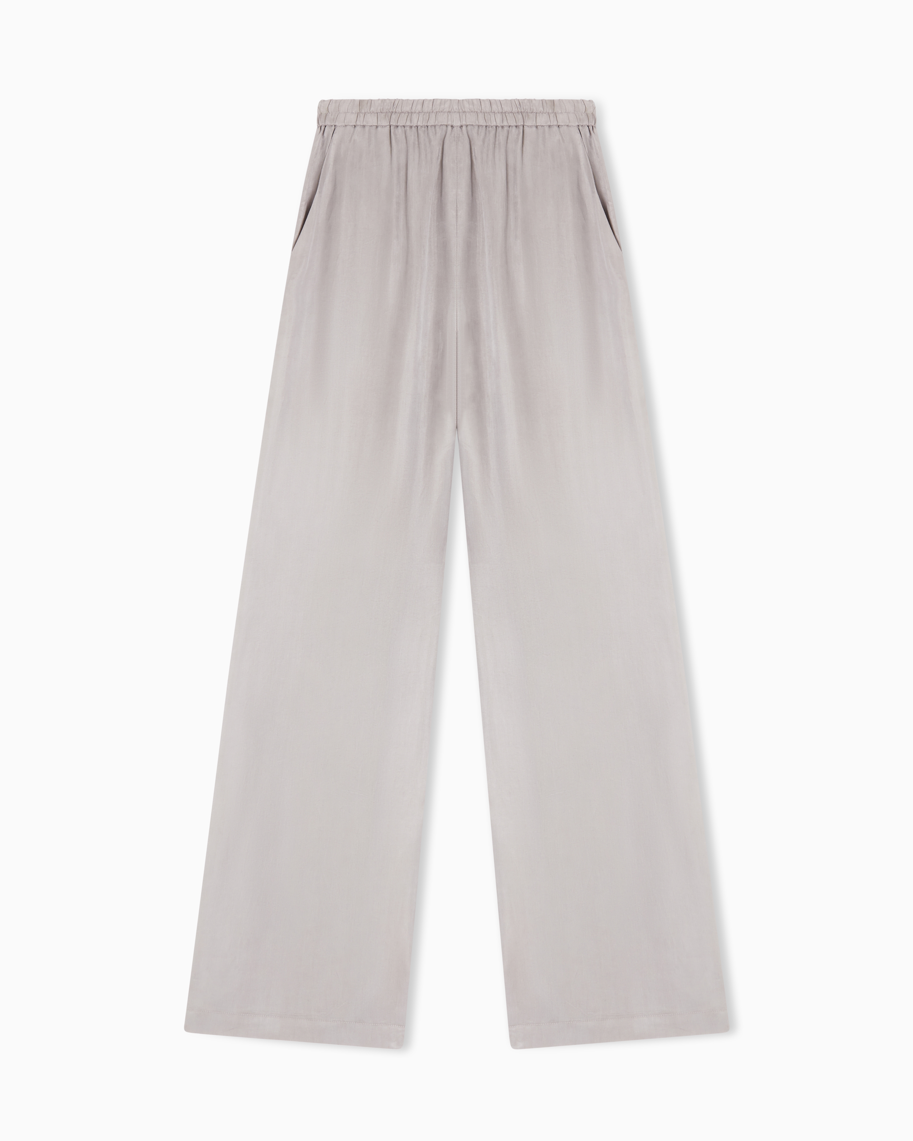 Emporio Armani Grey Elasticated-Waist Trousers In Flowing Washed Lyocell