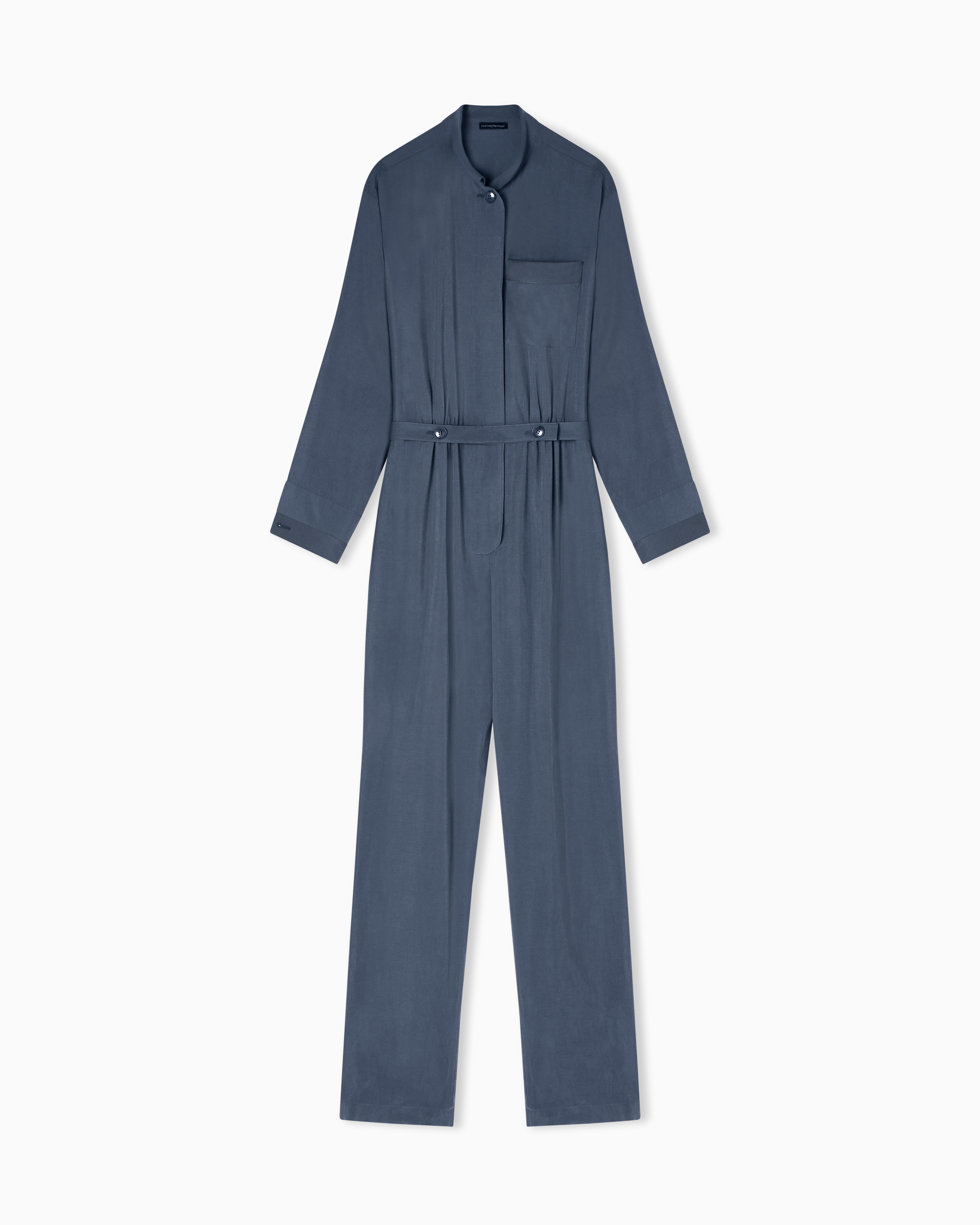 Emporio Armani Blue Washed Twill Jumpsuit