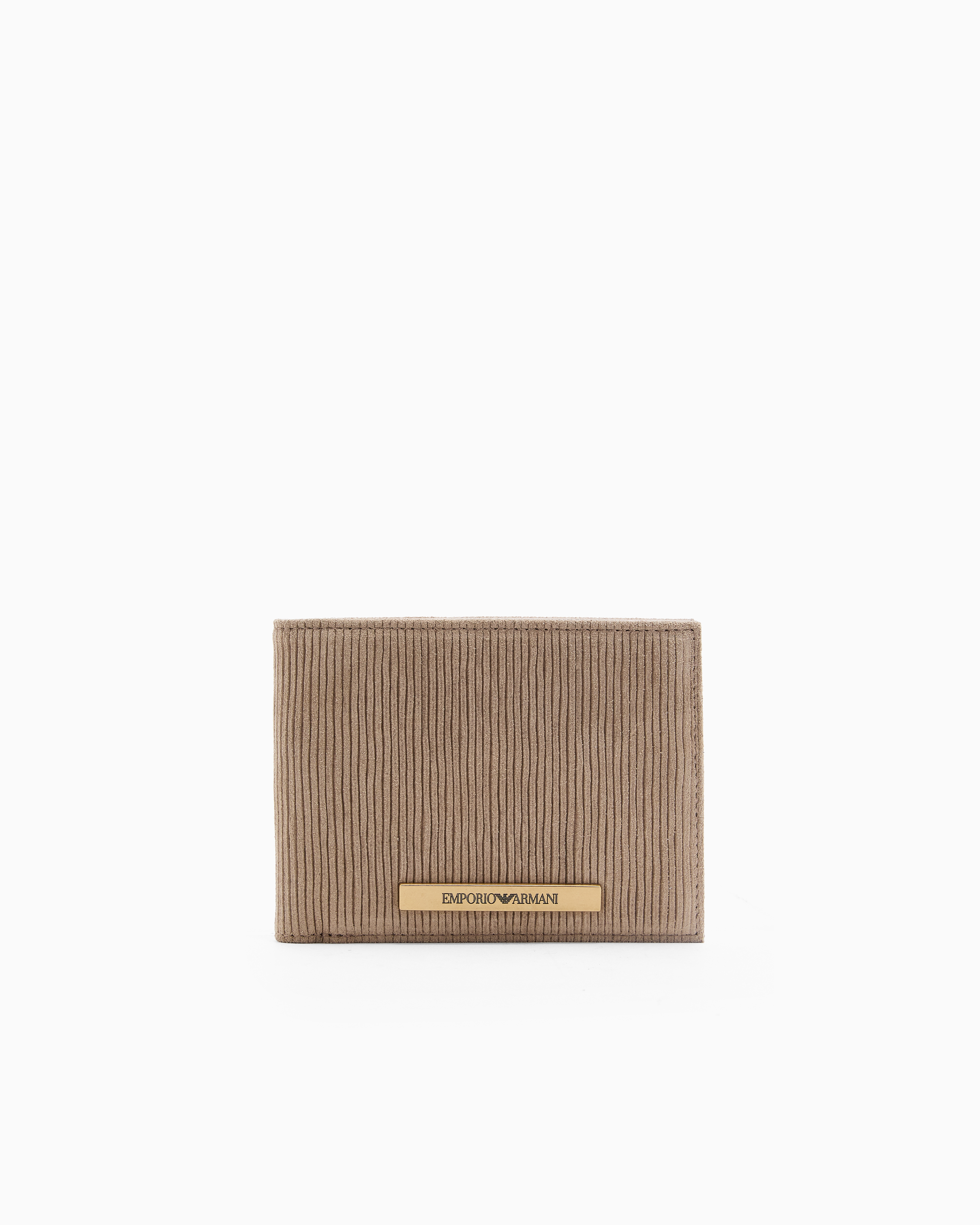 Emporio Armani Grey Embossed Suede Bifold Wallet