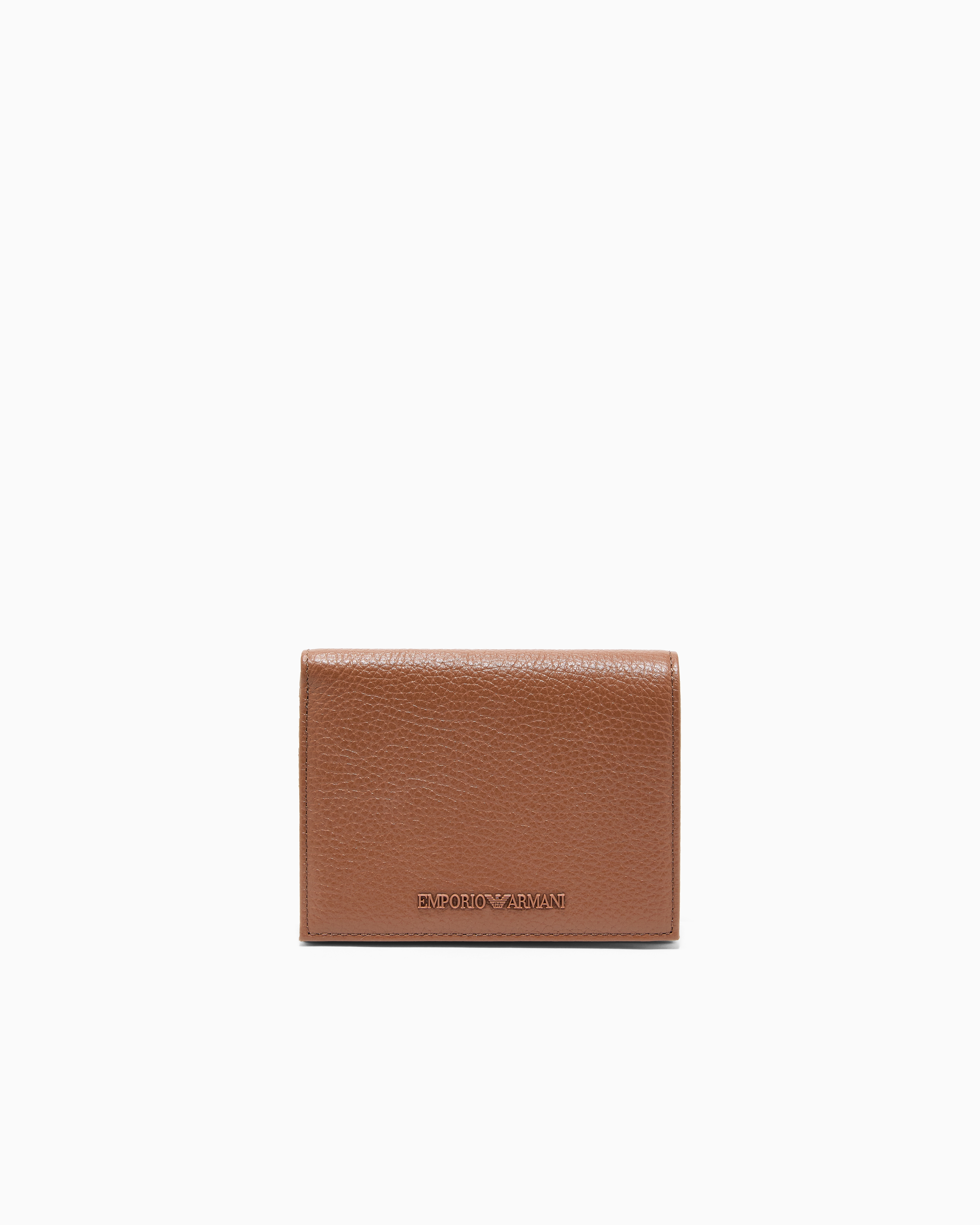 Emporio Armani Brown Tumbled Leather Compact Wallet