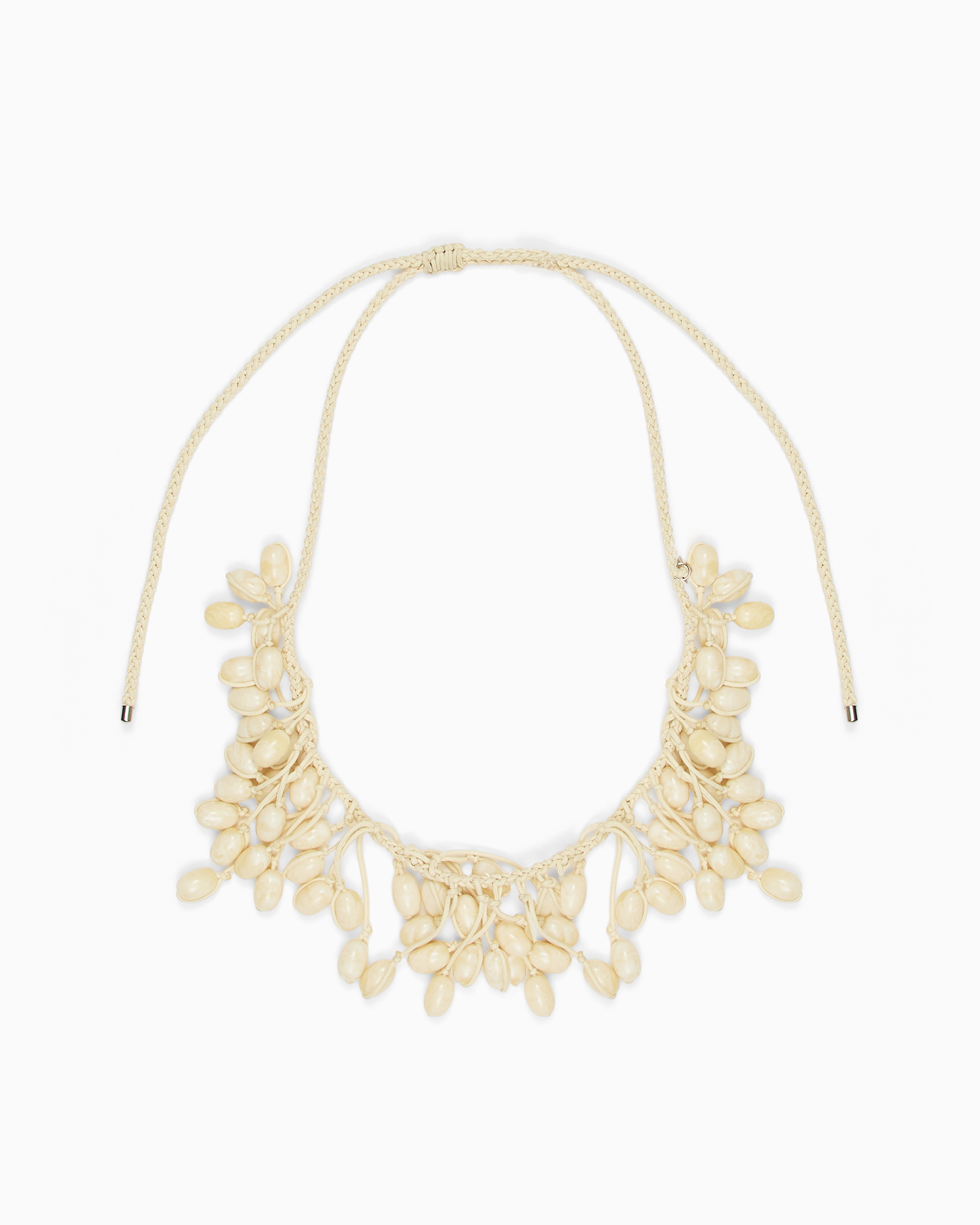 Emporio Armani Beige Cord Necklace With Multi Pendants