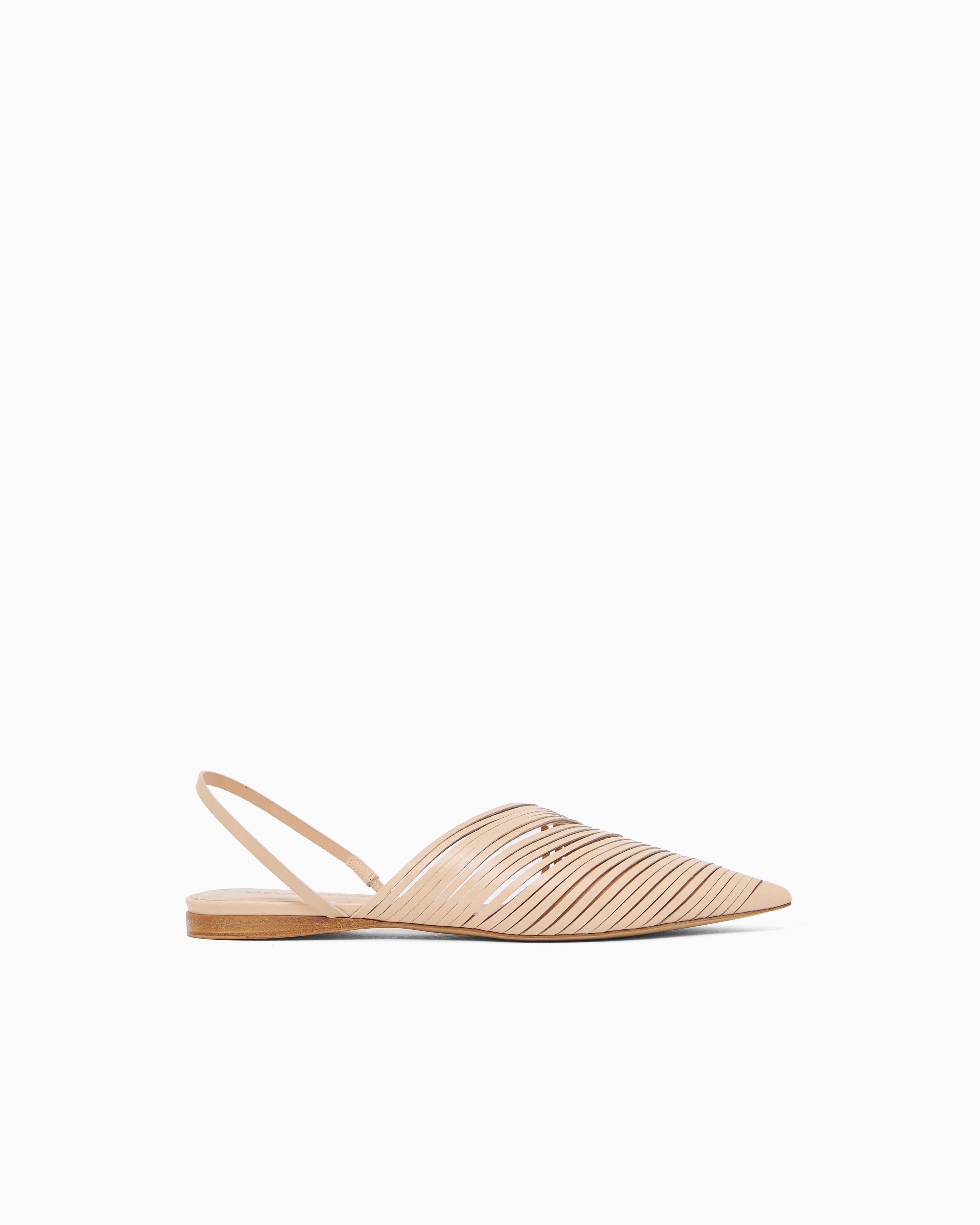 Emporio Armani Beige Laser-Cut Leather Mules