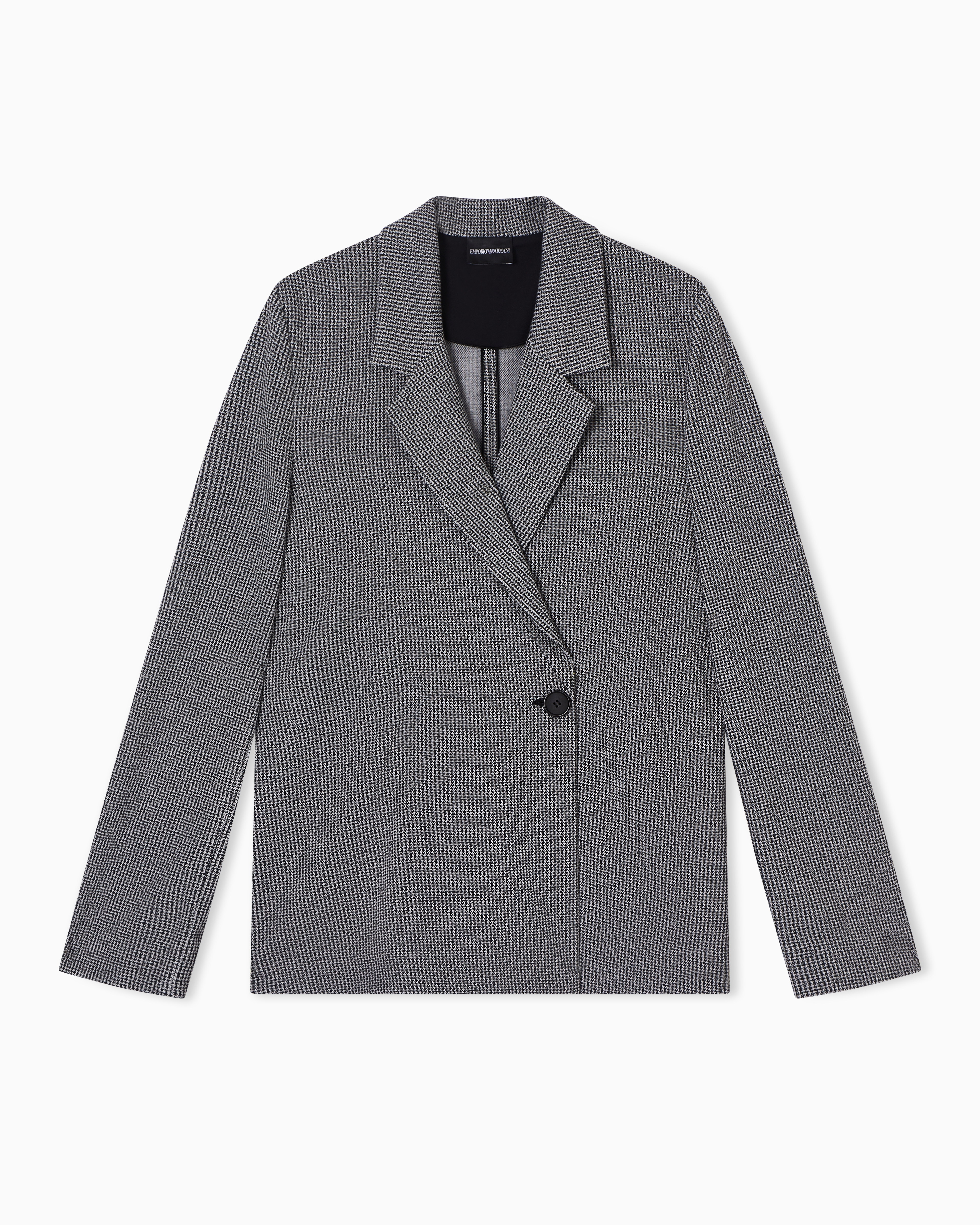 Emporio Armani Black Micro Houndstooth Jacquard Jersey Jacket