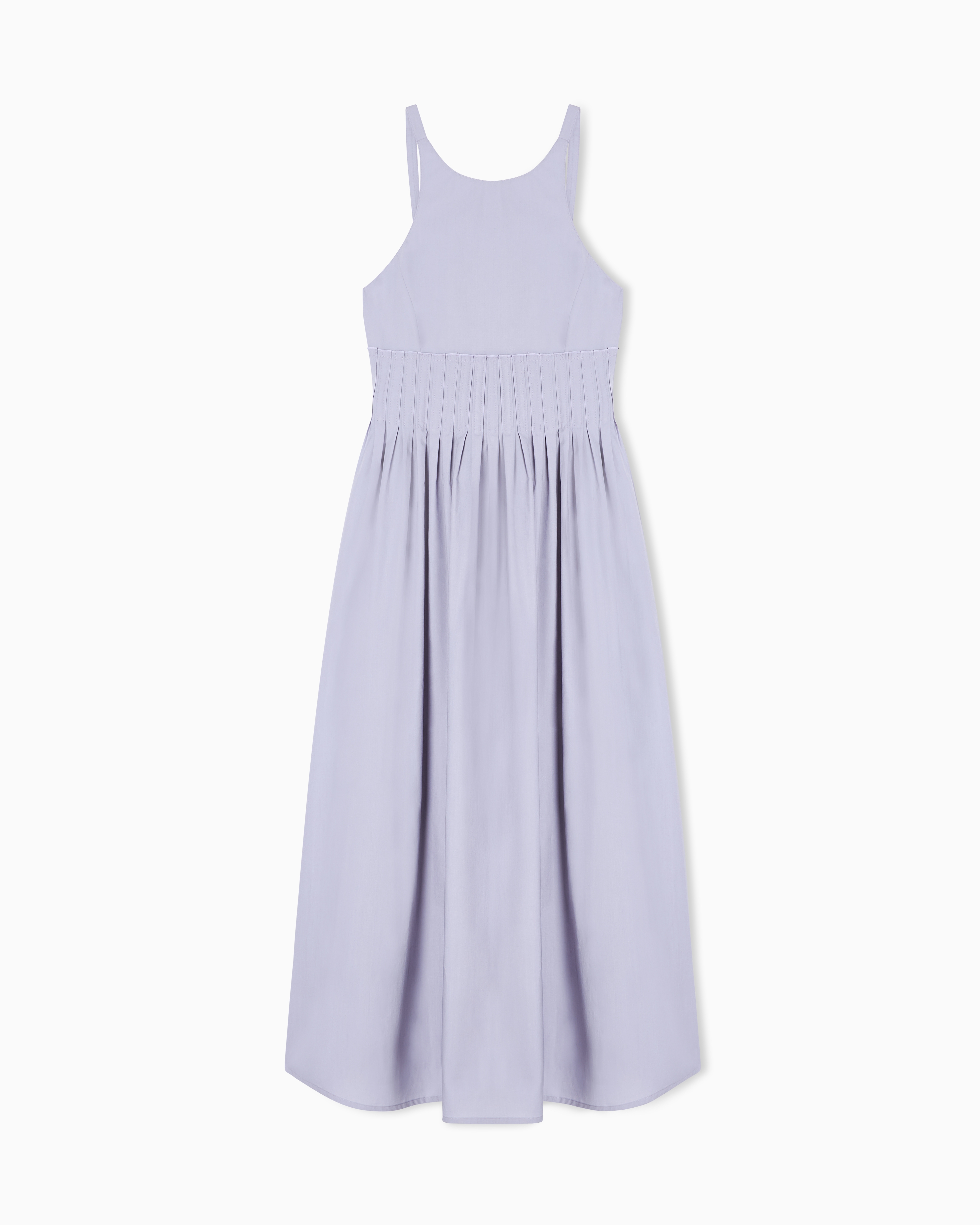 Emporio Armani Purple Long Dress In Poplin With Smocked Motif
