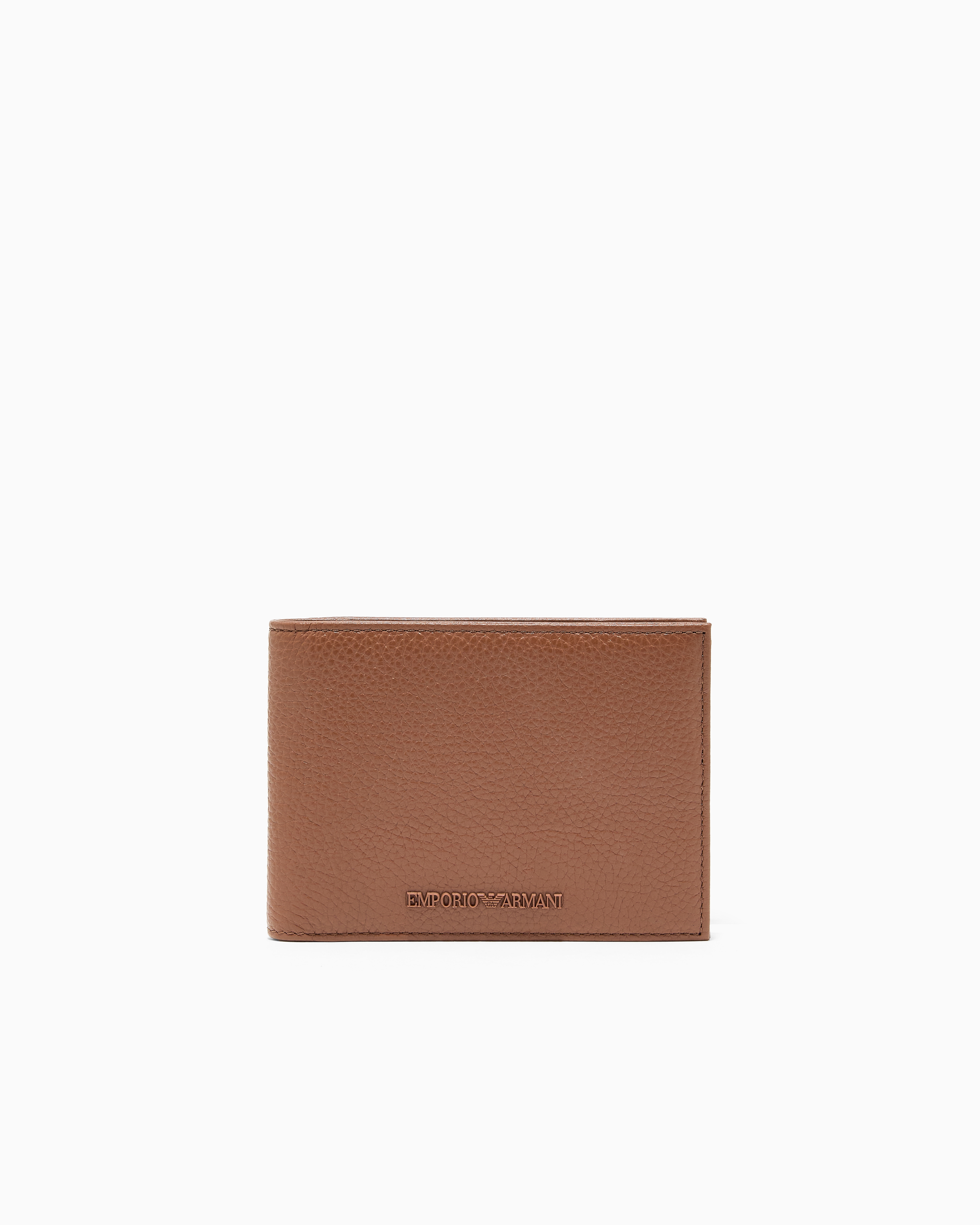 Emporio Armani Brown Tumbled-Leather Wallet With Coin Purse